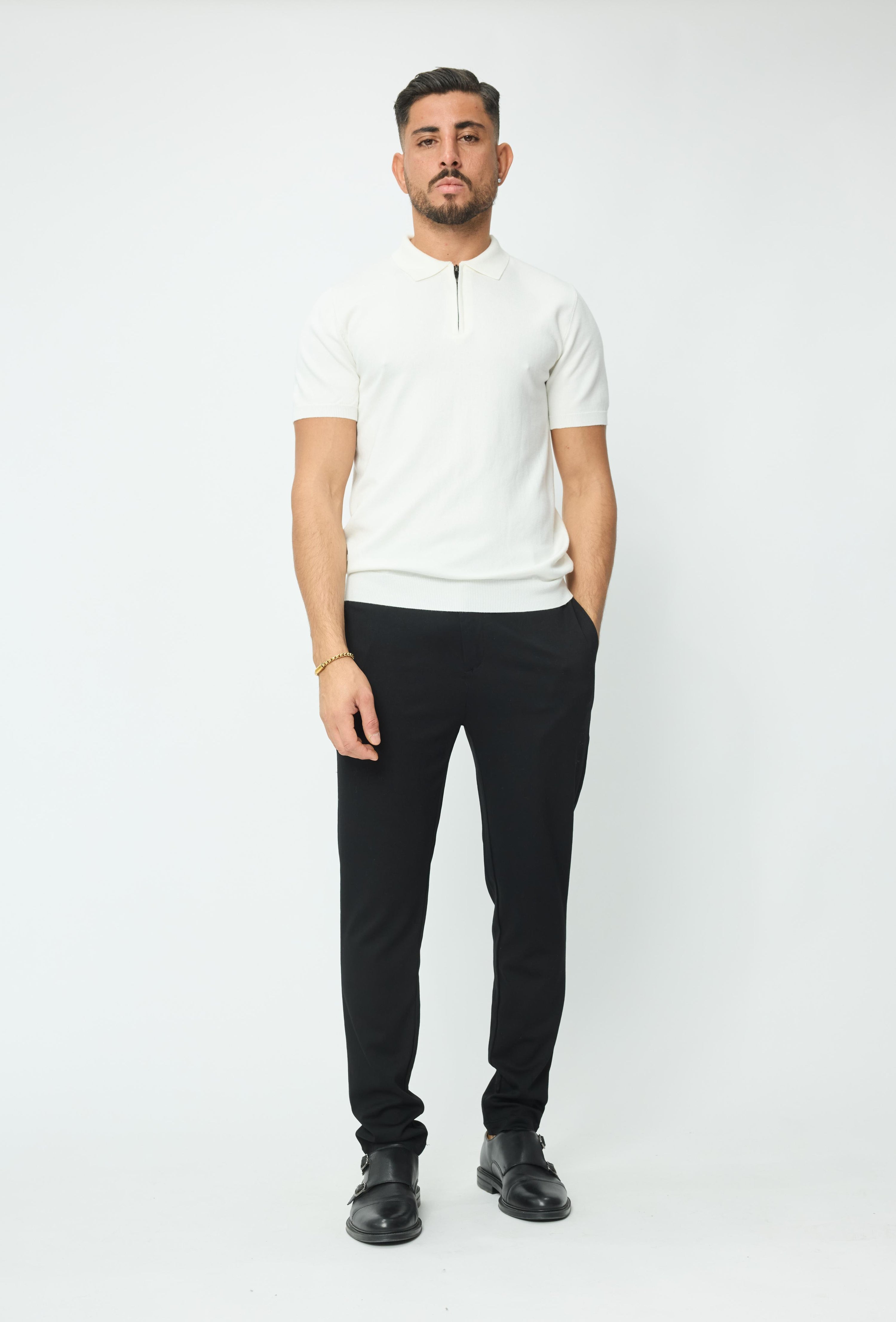 Pull à col chemise zipé