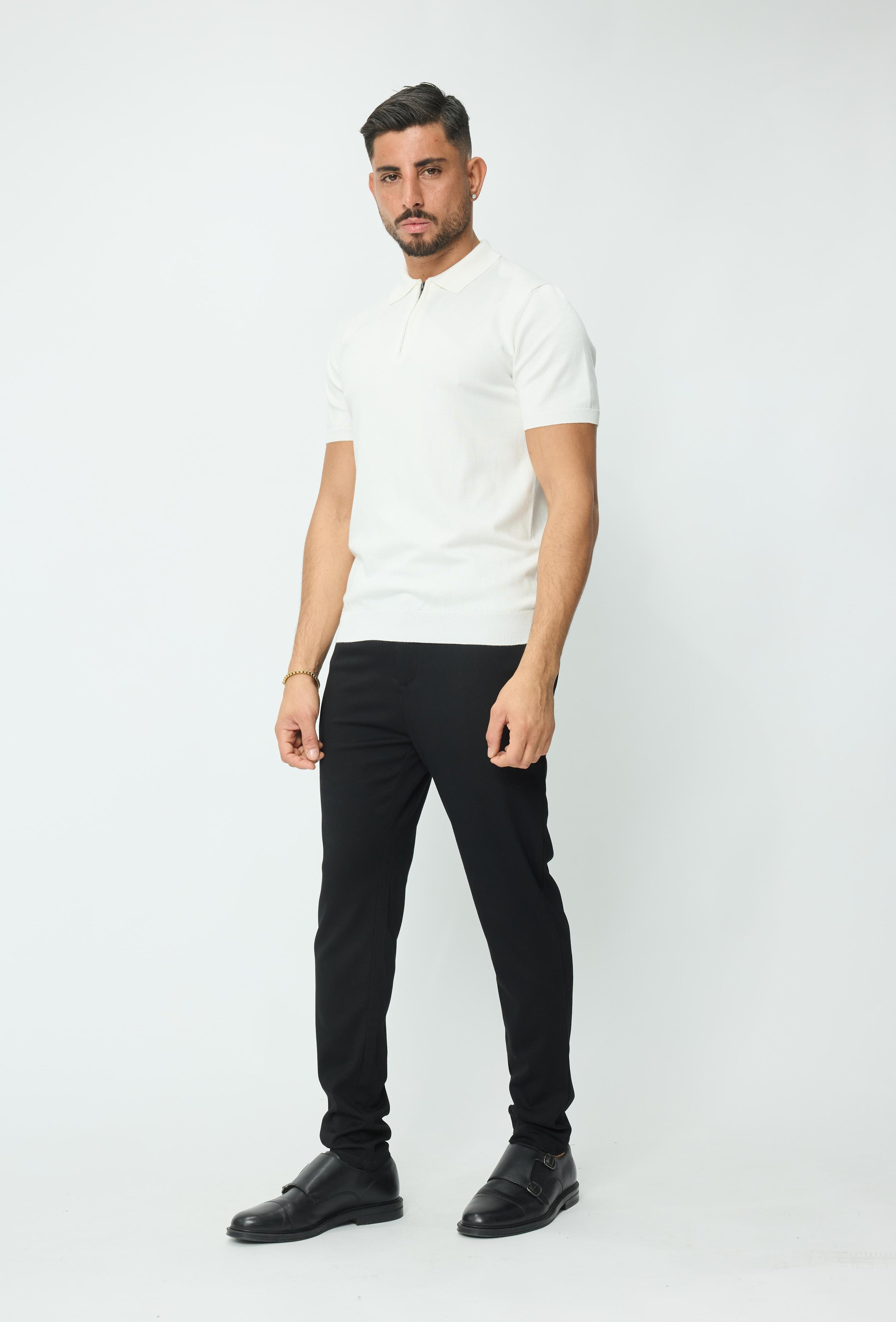 Pull à col chemise zipé