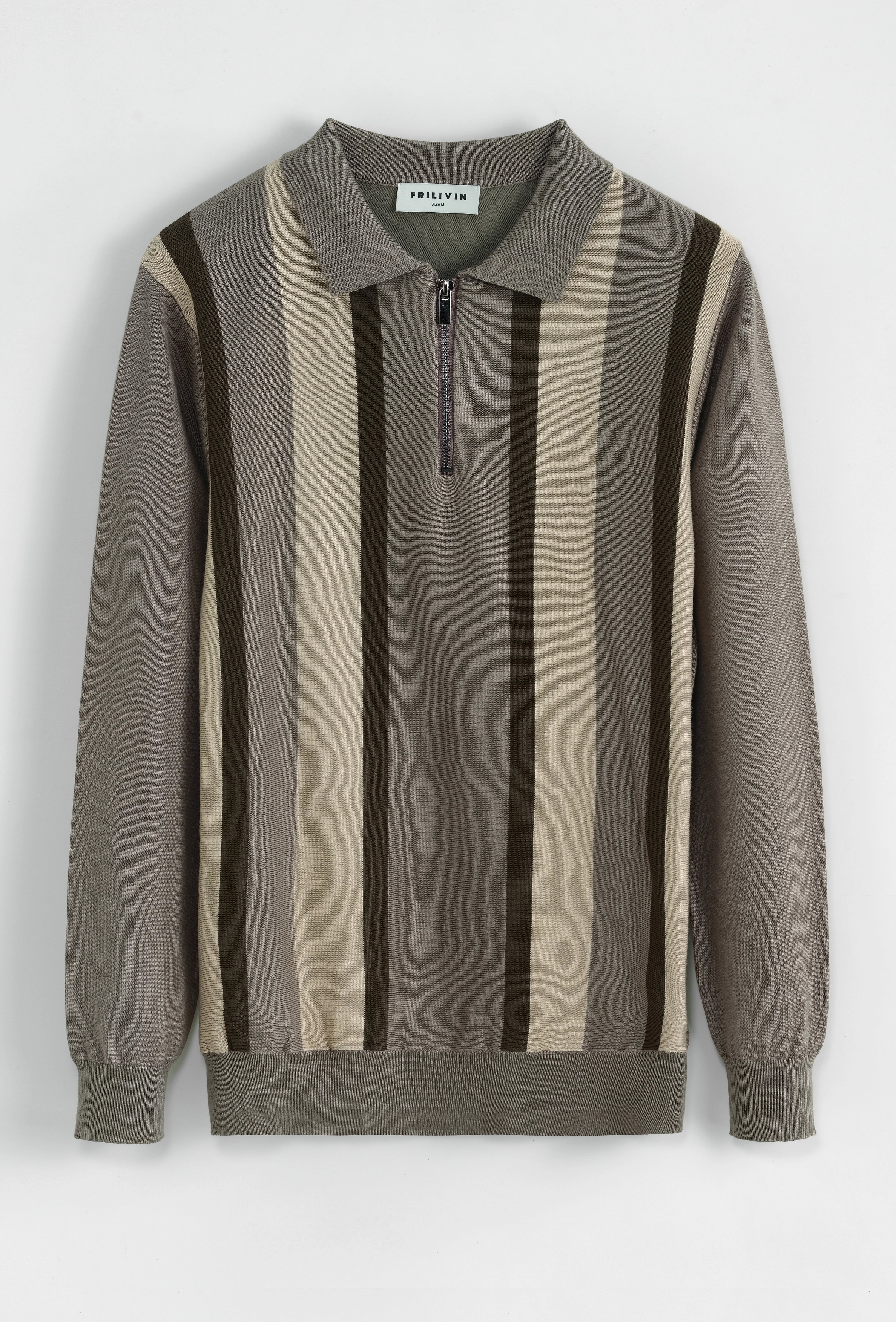Pull à zip à rayures
