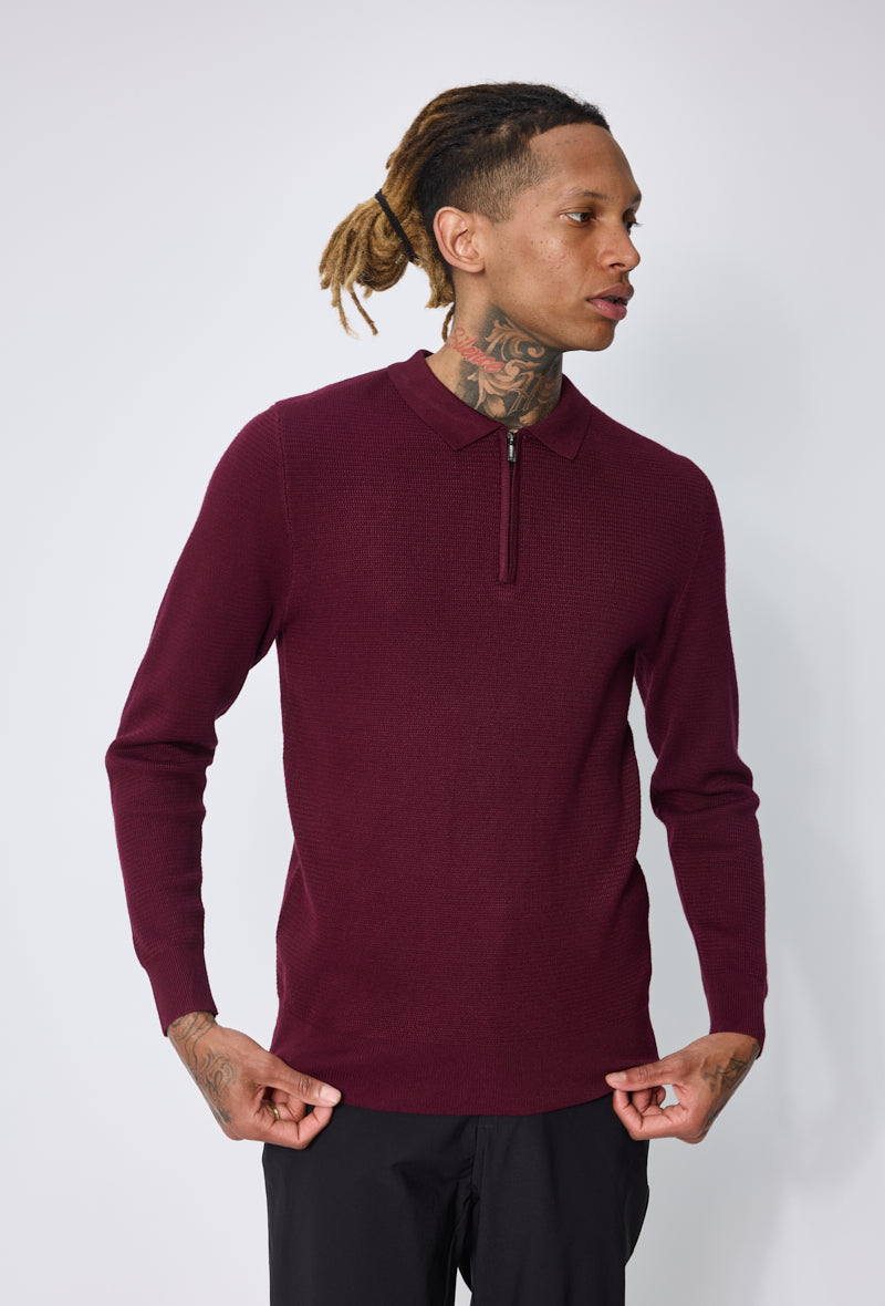 Pull polo zippé ajusté