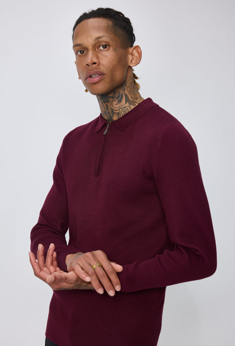 Pull polo zippé ajusté