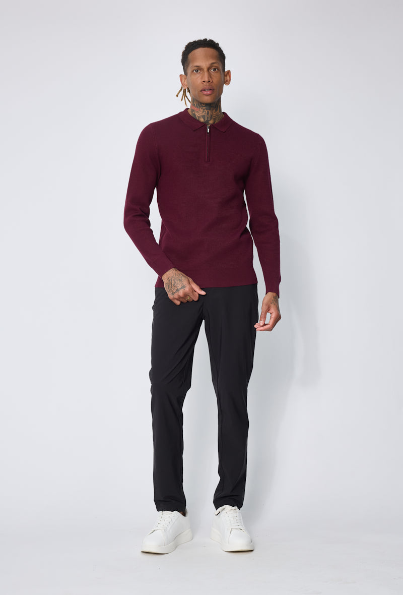 Pull polo zippé ajusté