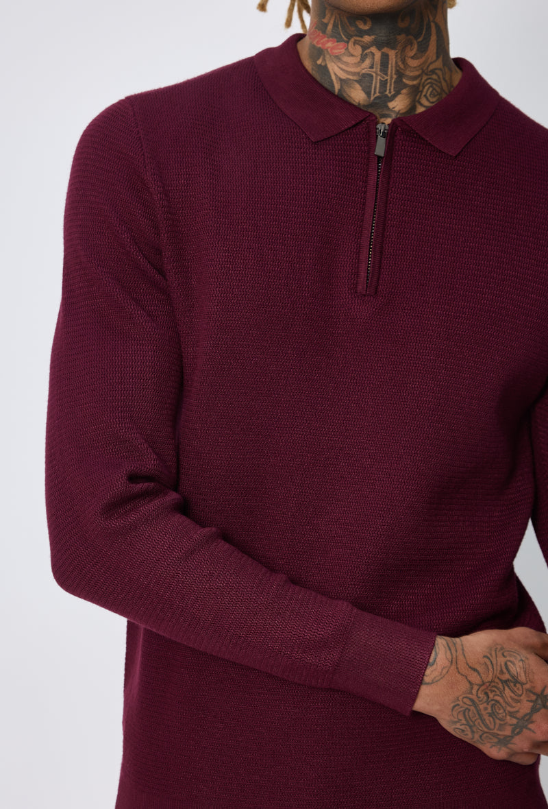 Pull polo zippé ajusté