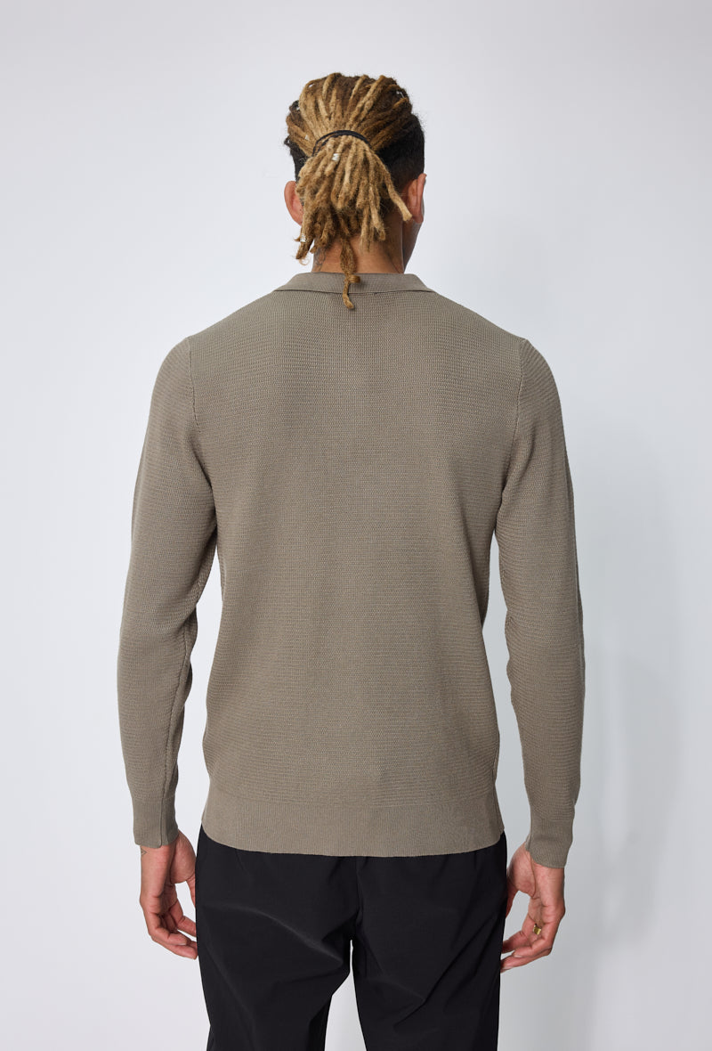 Pull polo zippé ajusté