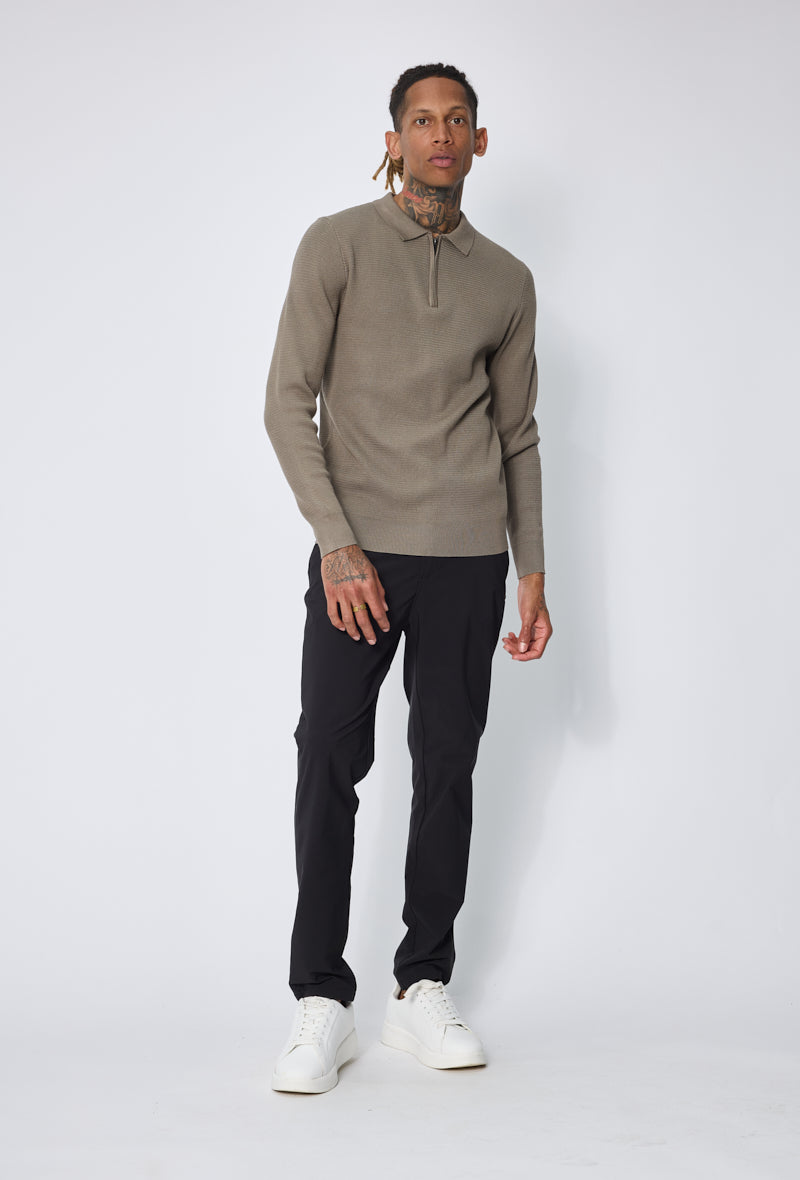 Pull polo zippé ajusté