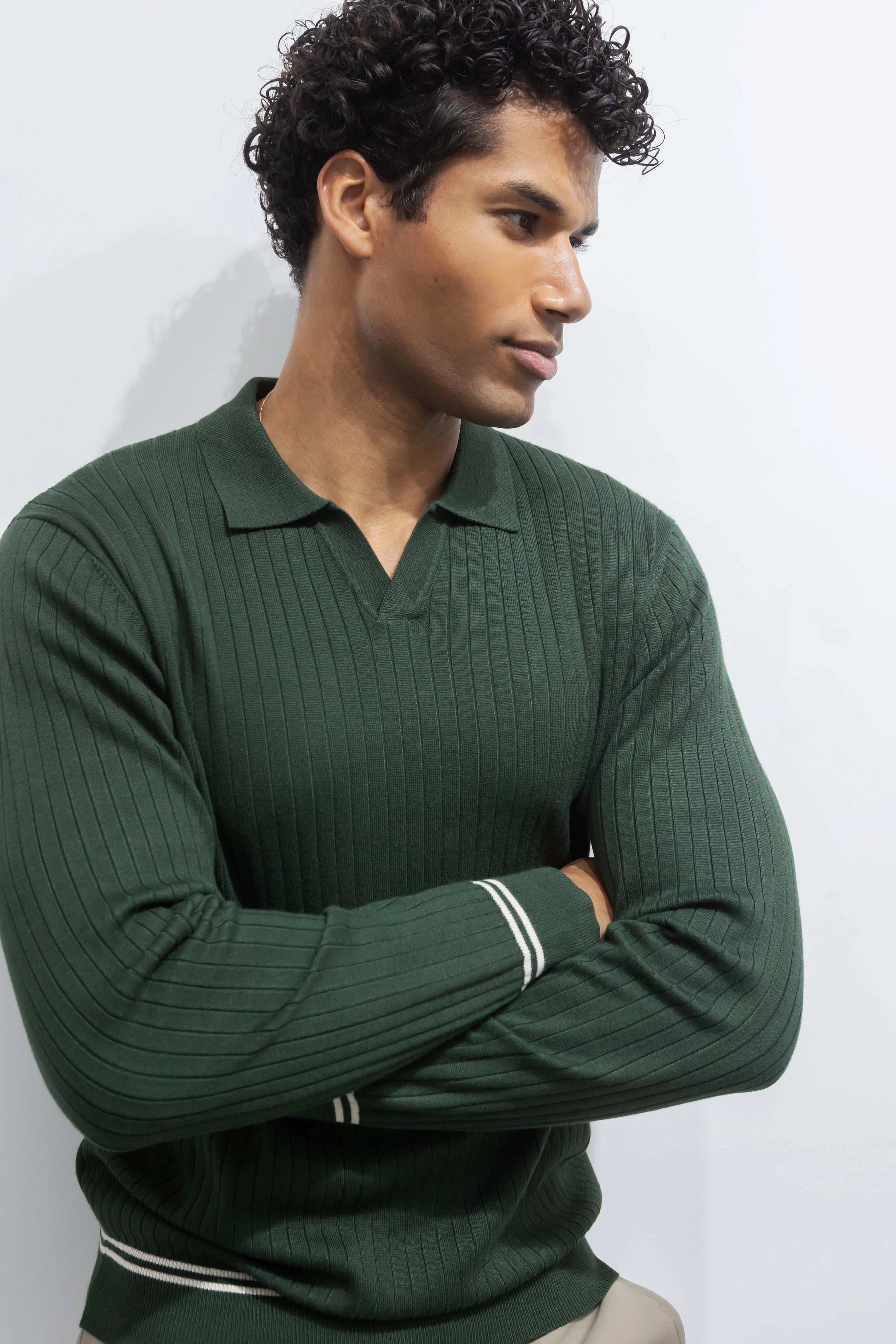 Pull col polo ouvert