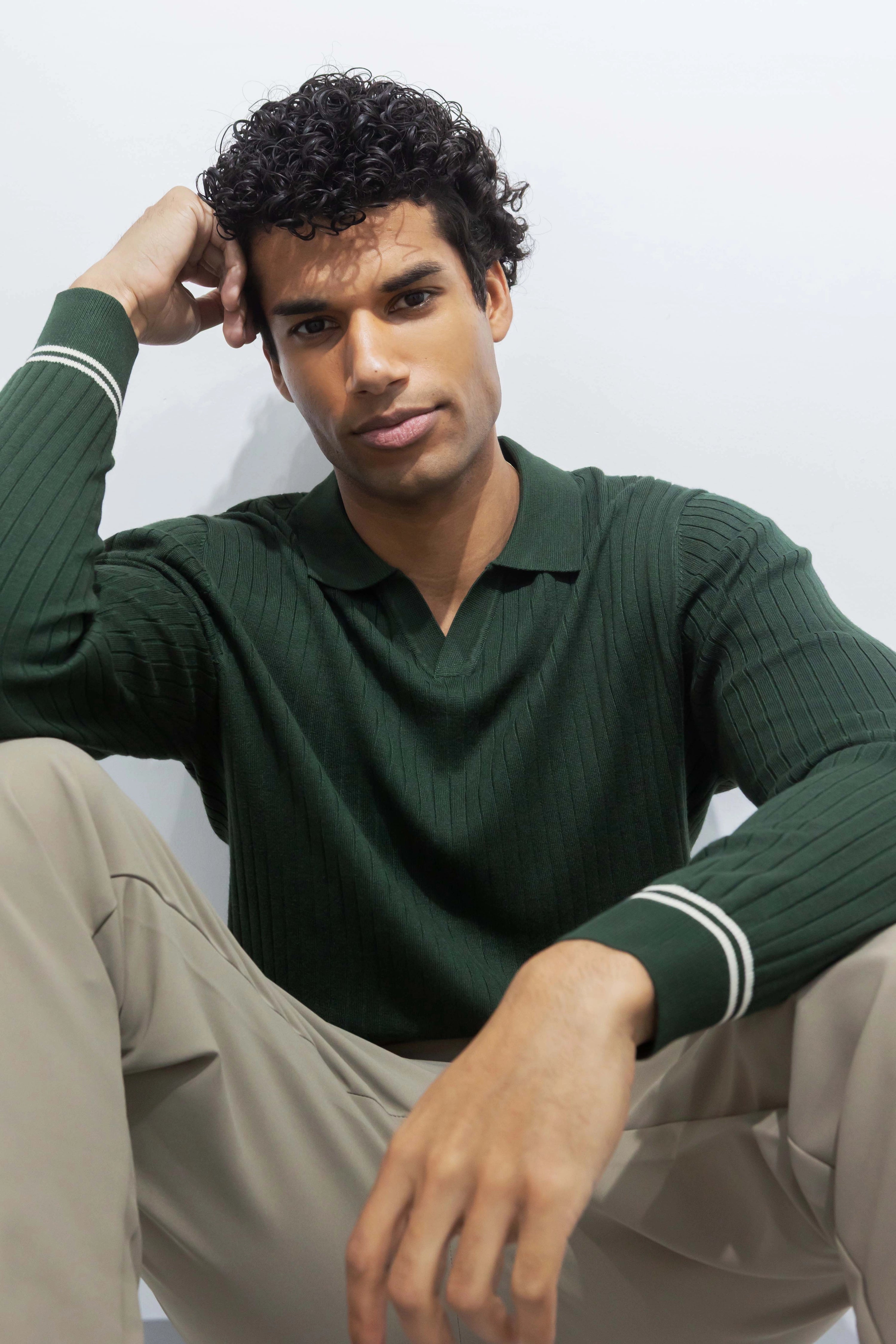 Pull col polo ouvert