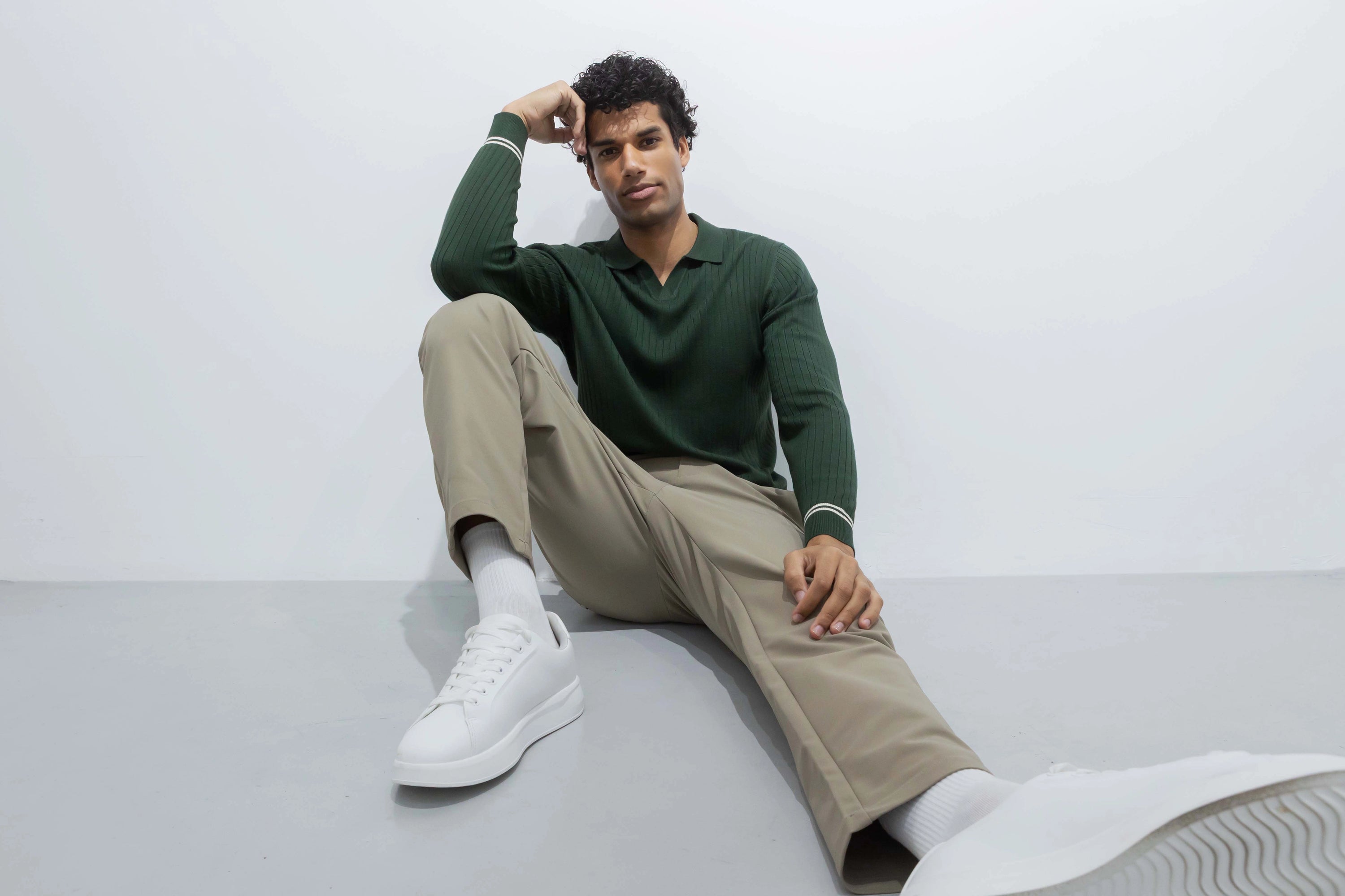 Pull col polo ouvert