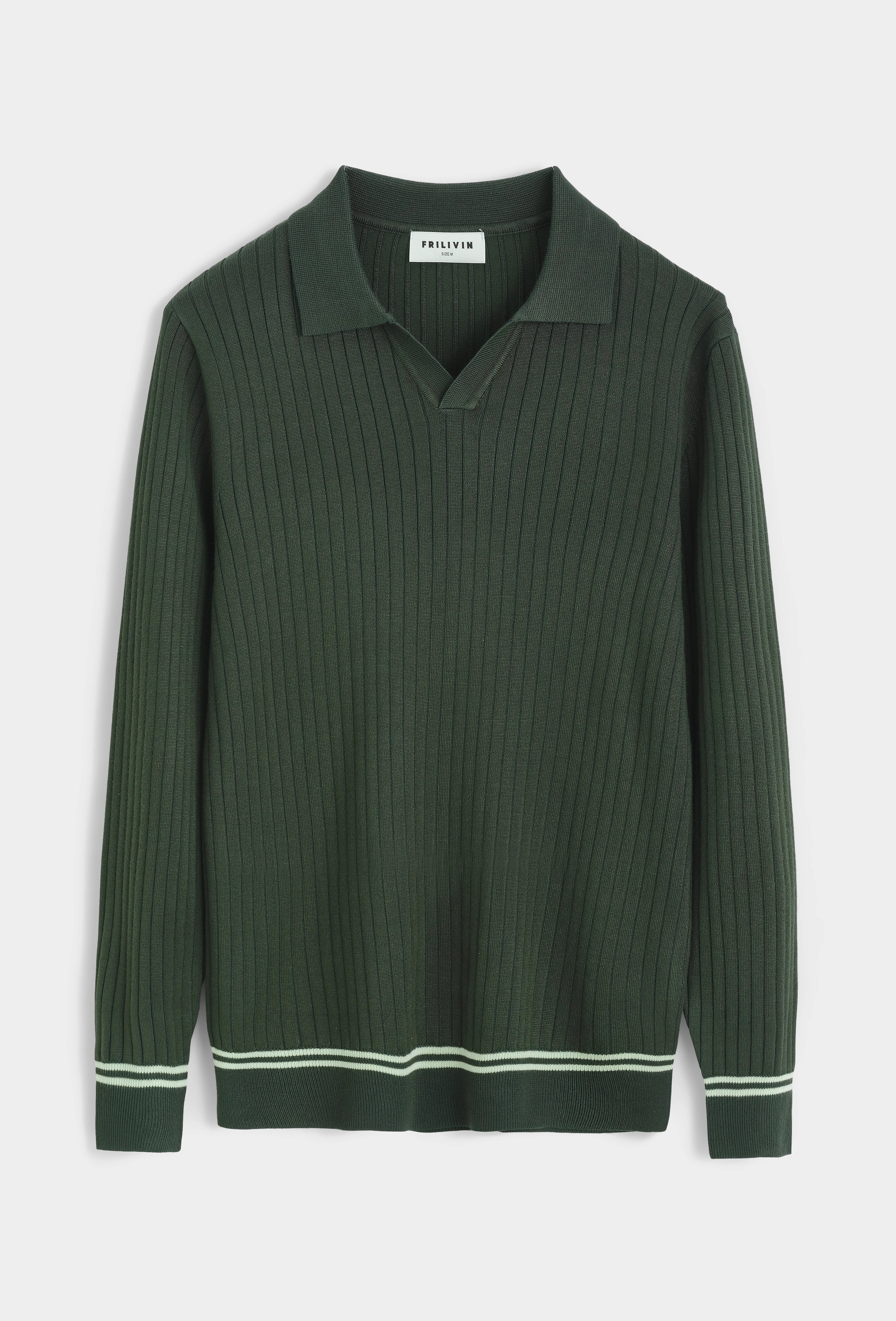 Polo à col en v avec rayures texturées