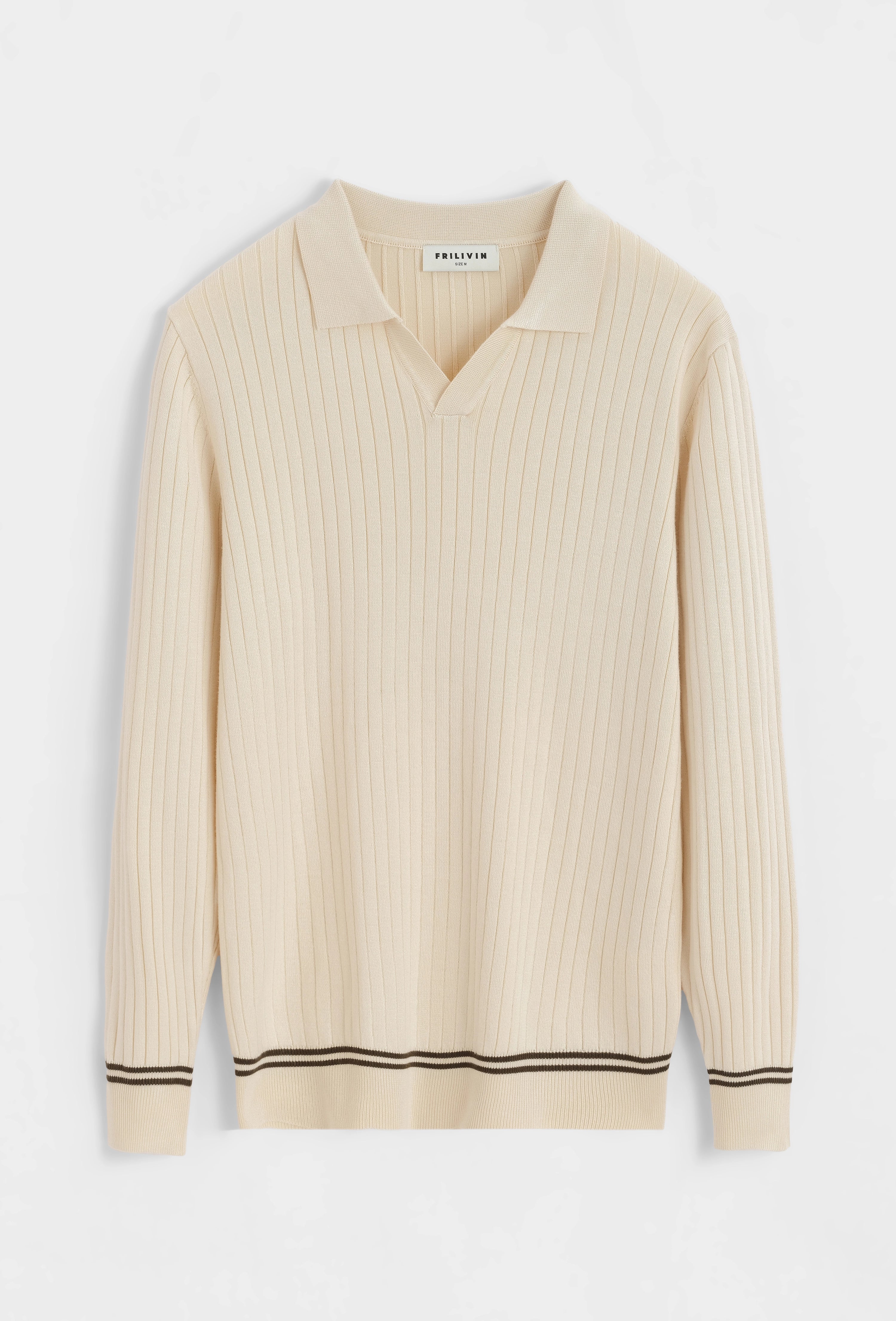 Polo à col en v avec rayures texturées