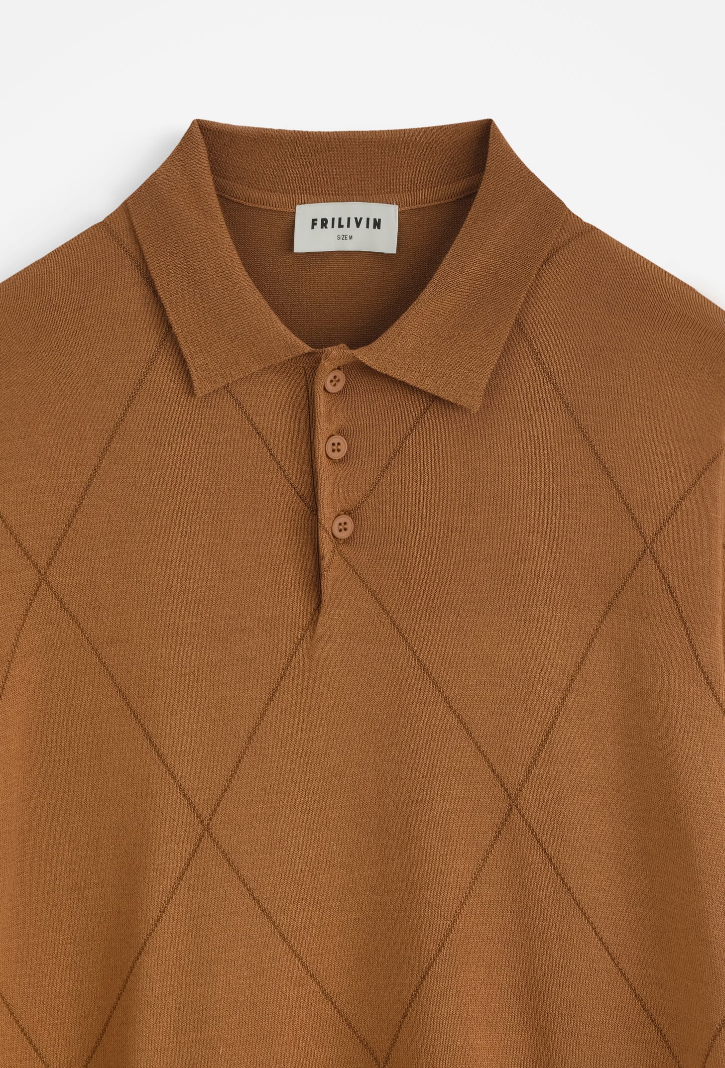 Polo tricoté motif losange
