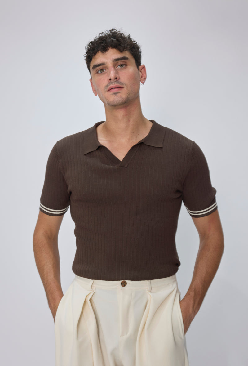 Polo col ouvert tricoté