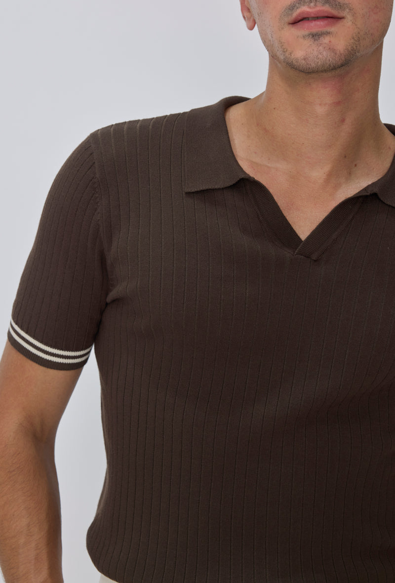 Polo col ouvert tricoté