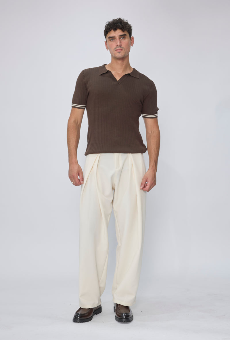 Polo col ouvert tricoté
