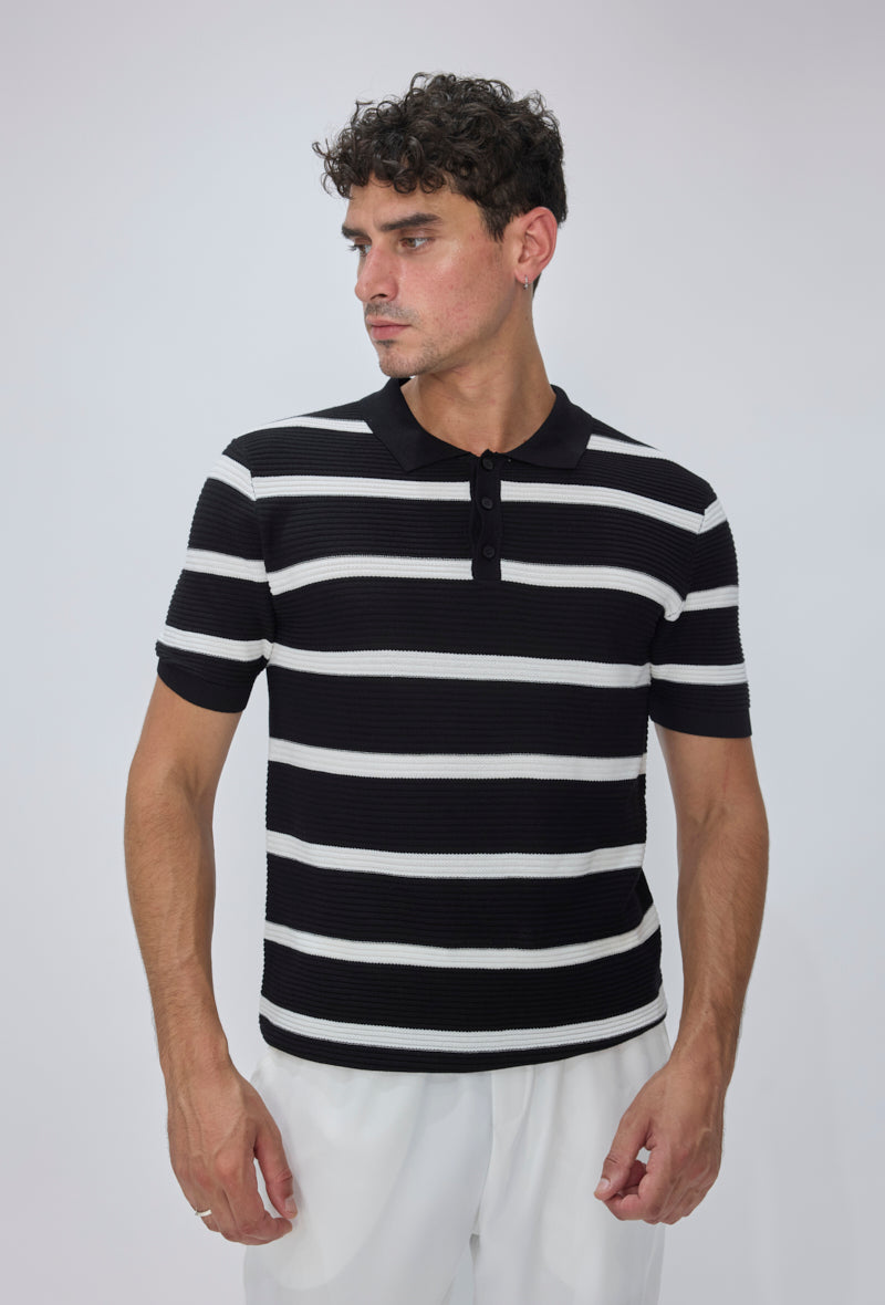 Polo rayé tricoté casual