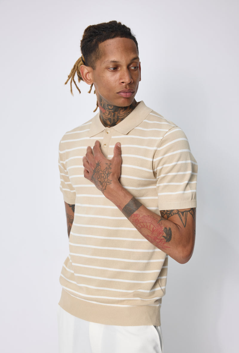 Polo tricoté rayé casual
