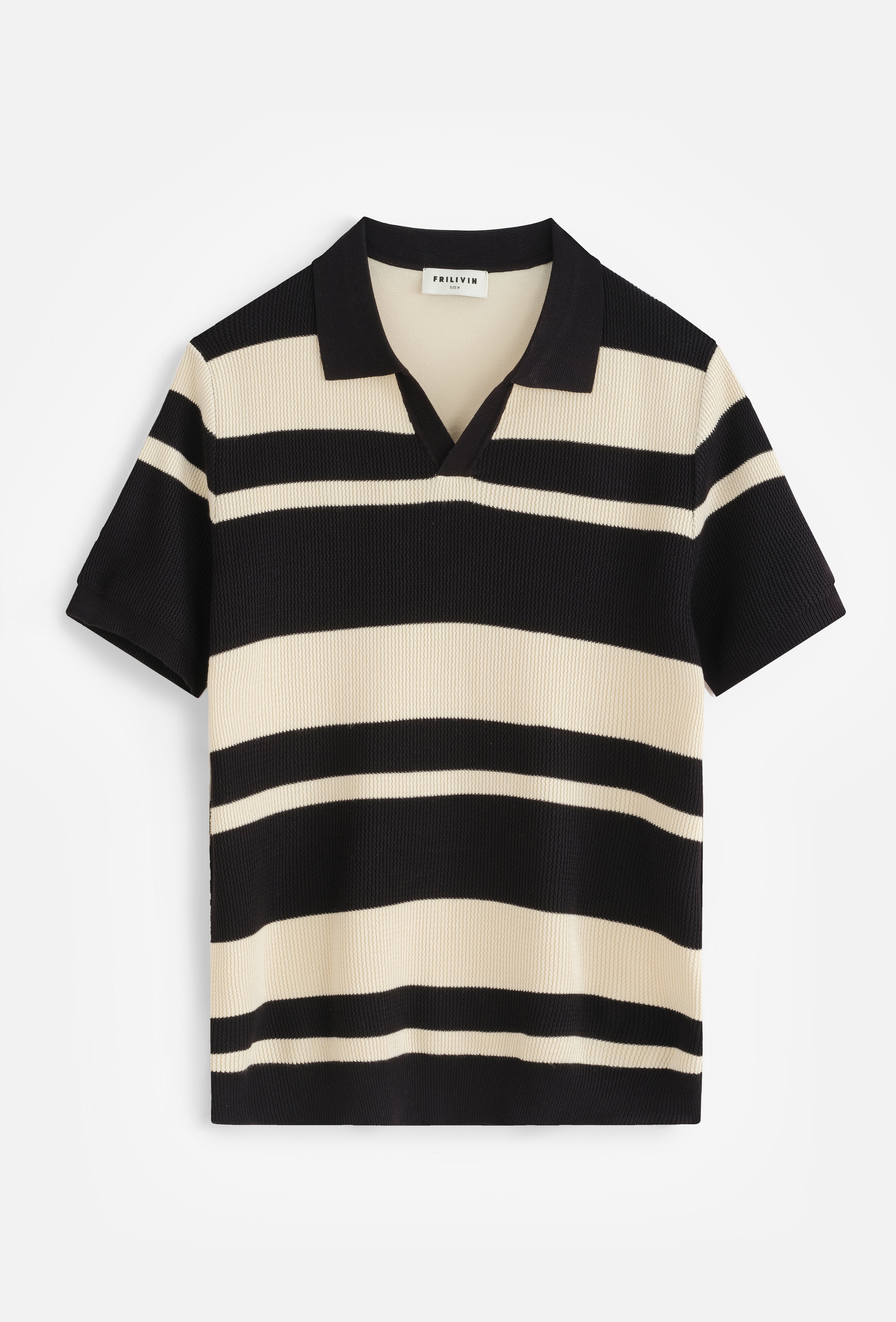 Polo col v ouvert rayé