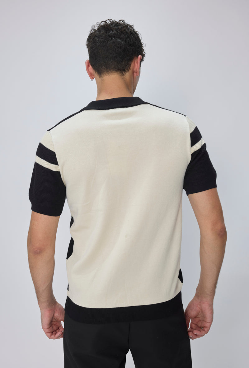 Polo col v ouvert rayé