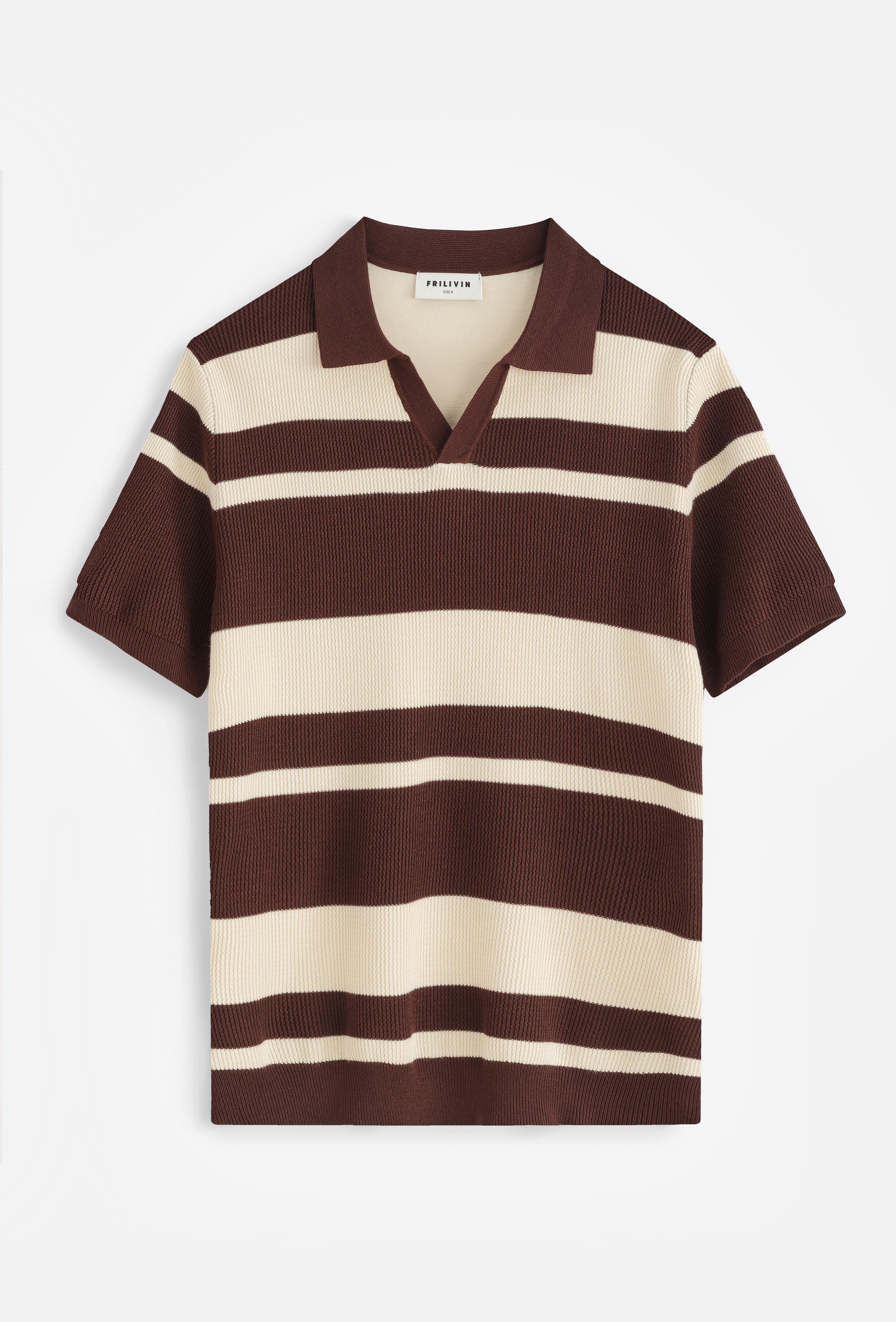 Polo col v ouvert rayé