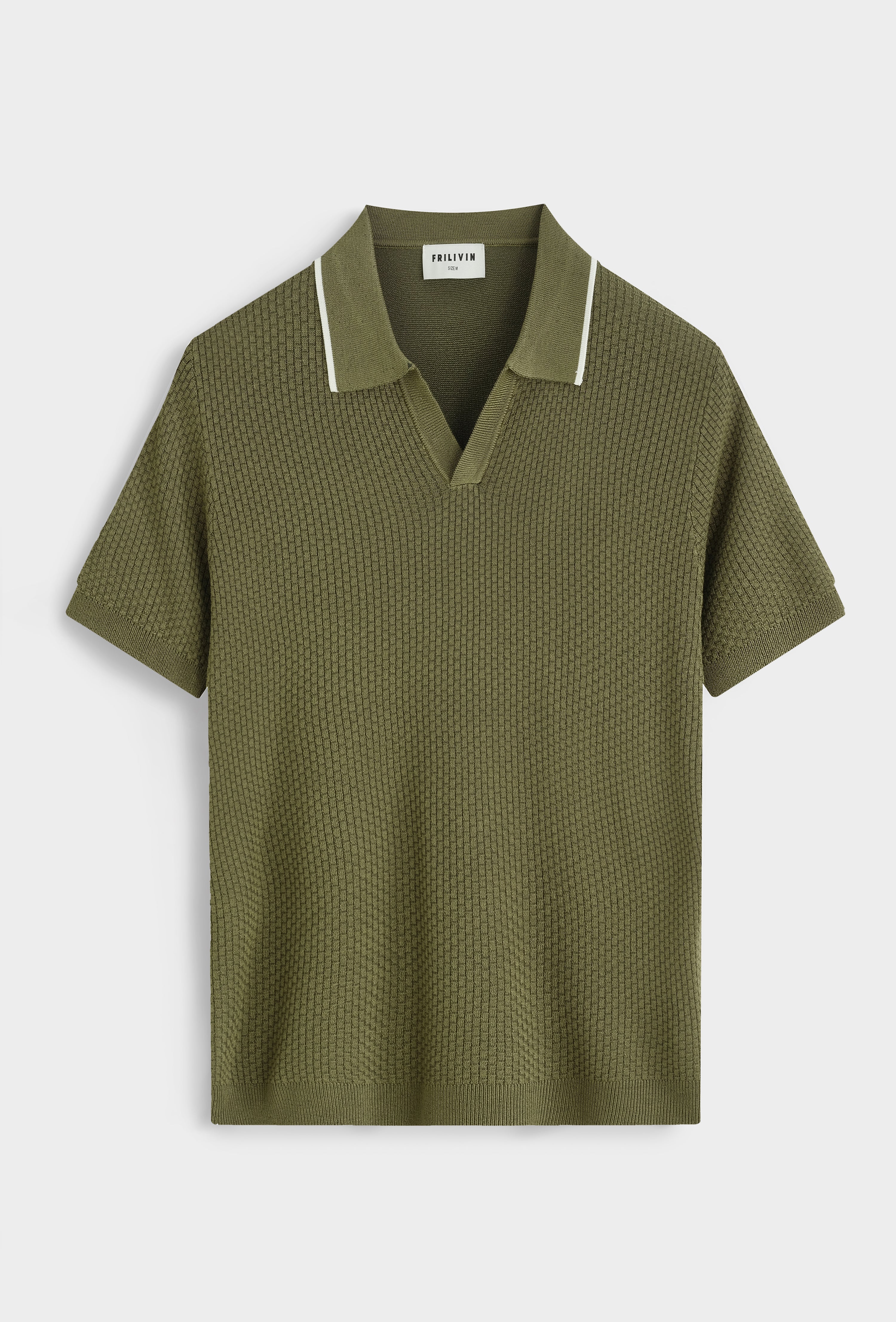 Polo col v ouvert texturé