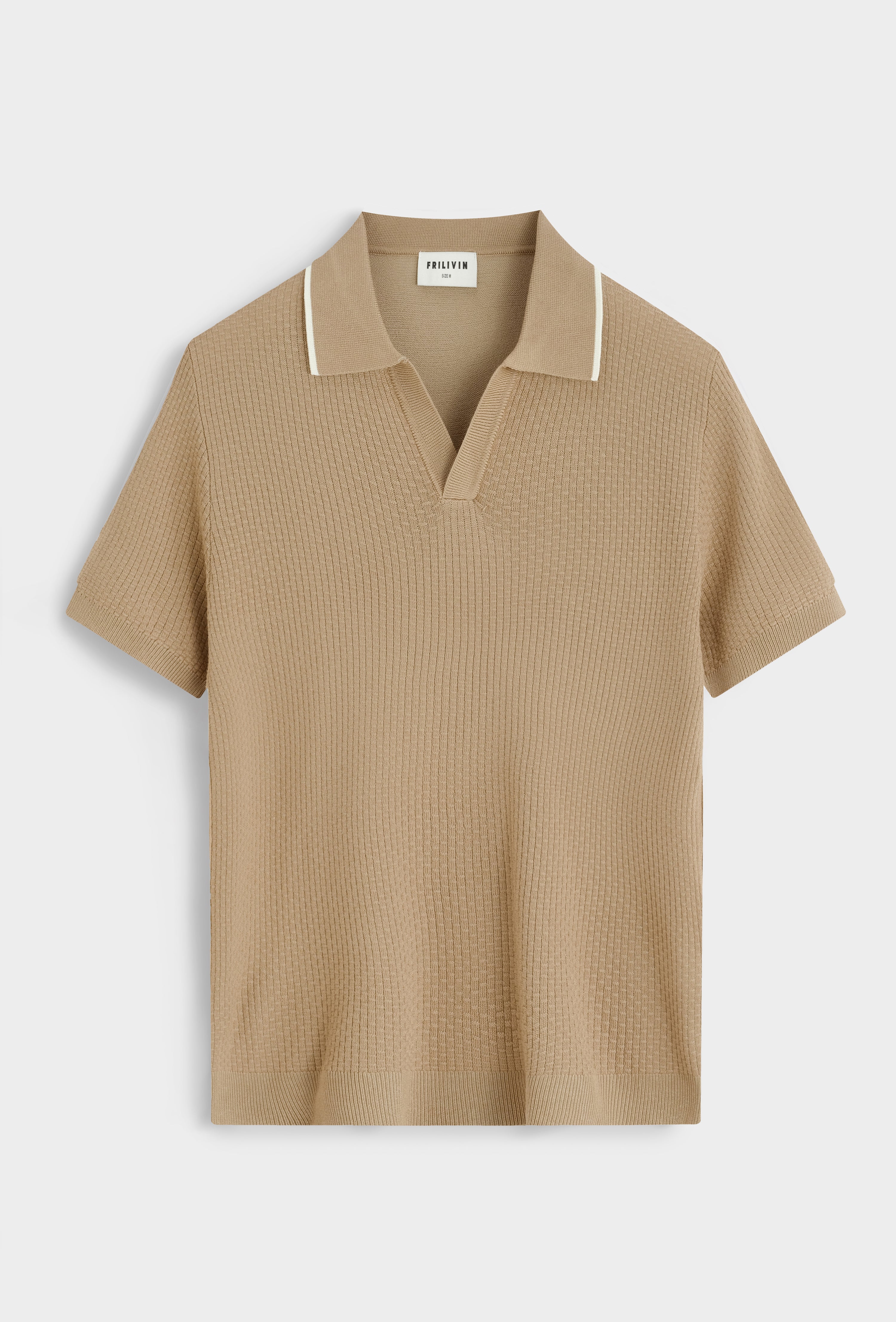 Polo col v ouvert texturé