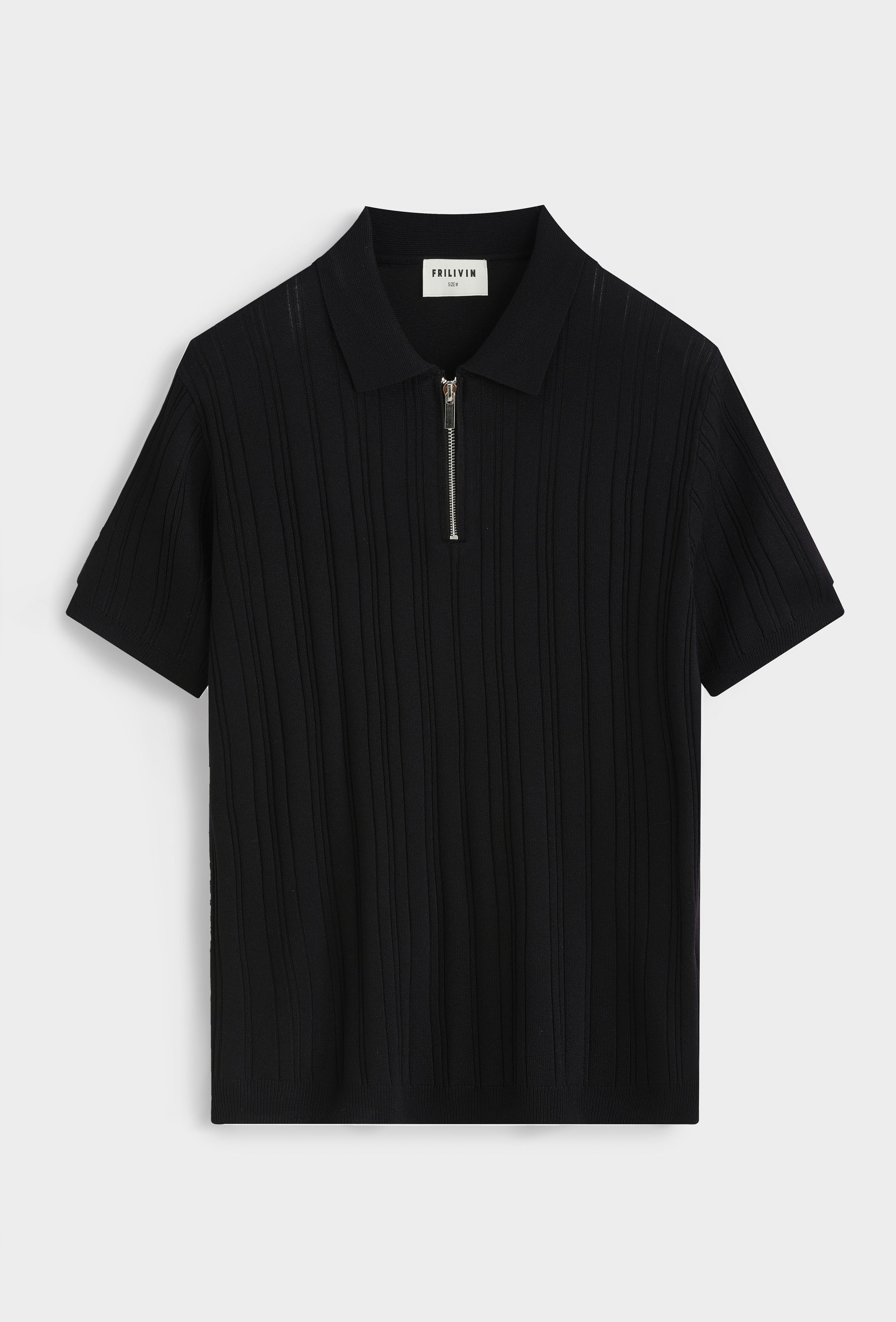 Polo zippé texturé