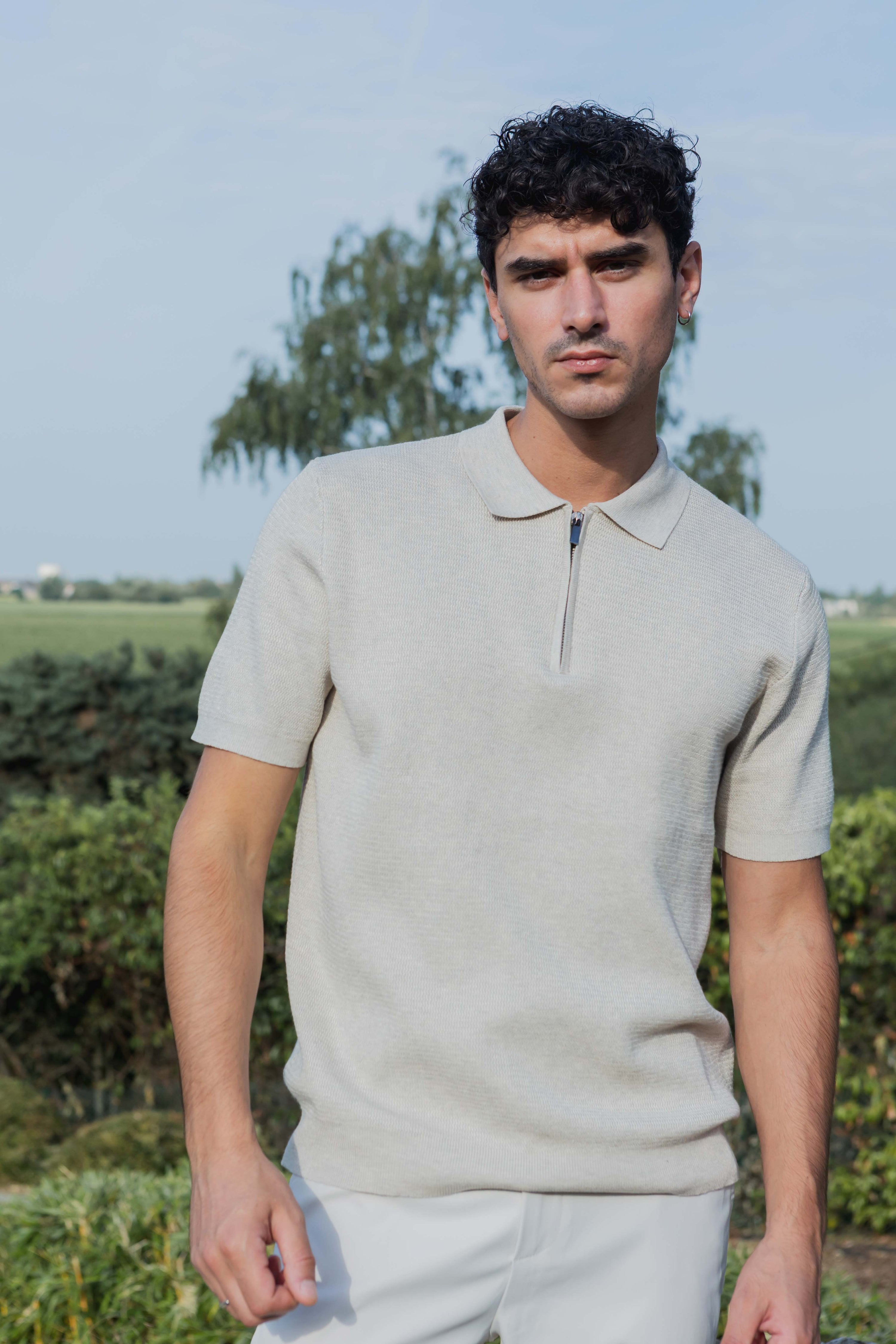 Polo zippé col classique