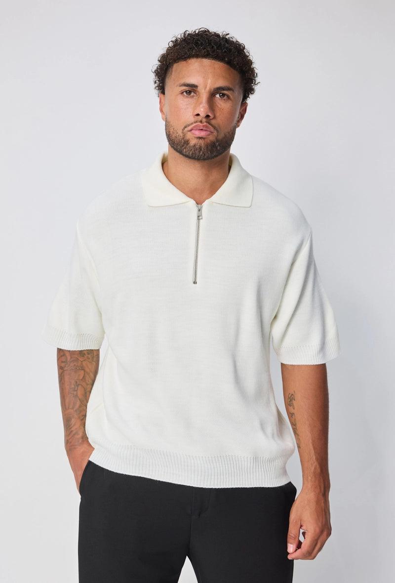 Polo uni à zip