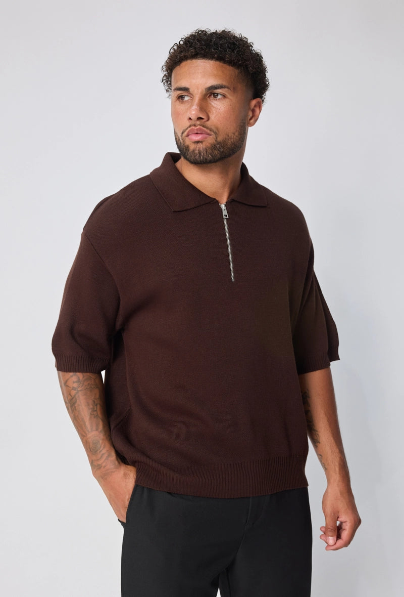 Polo uni à zip