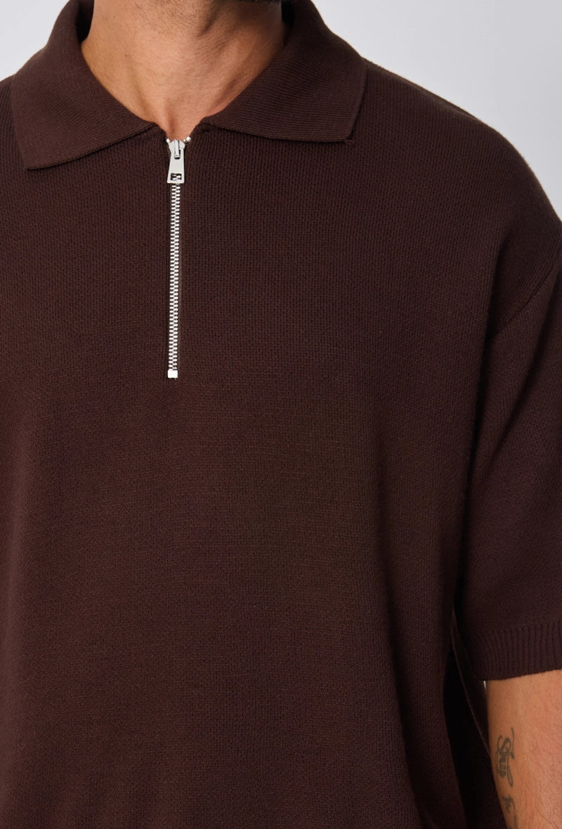 Polo uni à zip