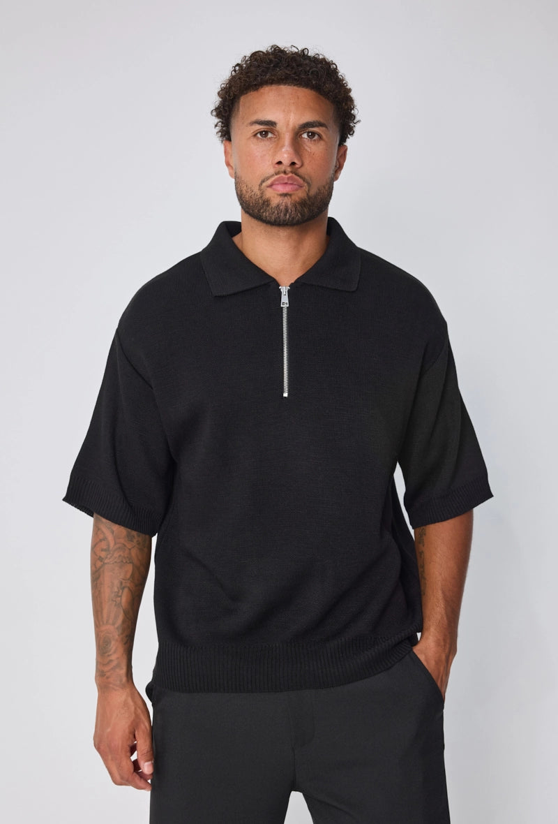 Polo uni à zip