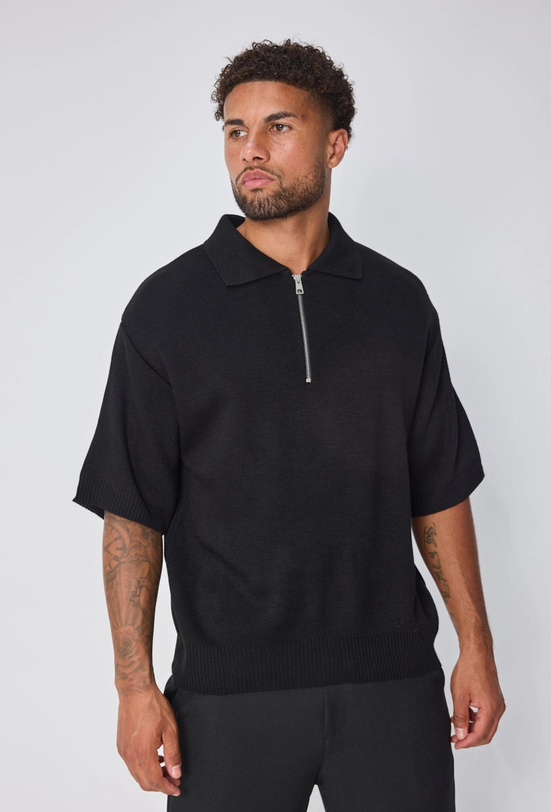Polo uni à zip