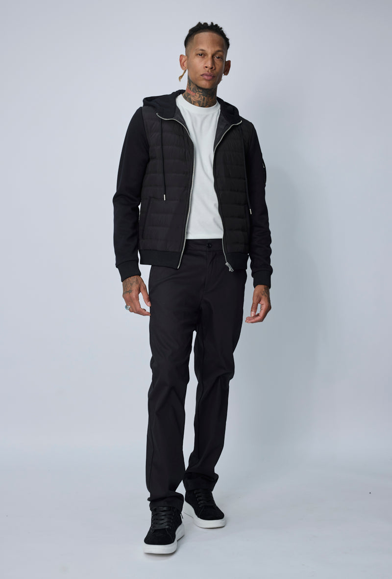 Veste bi matière à capuche ajustable avec lacet