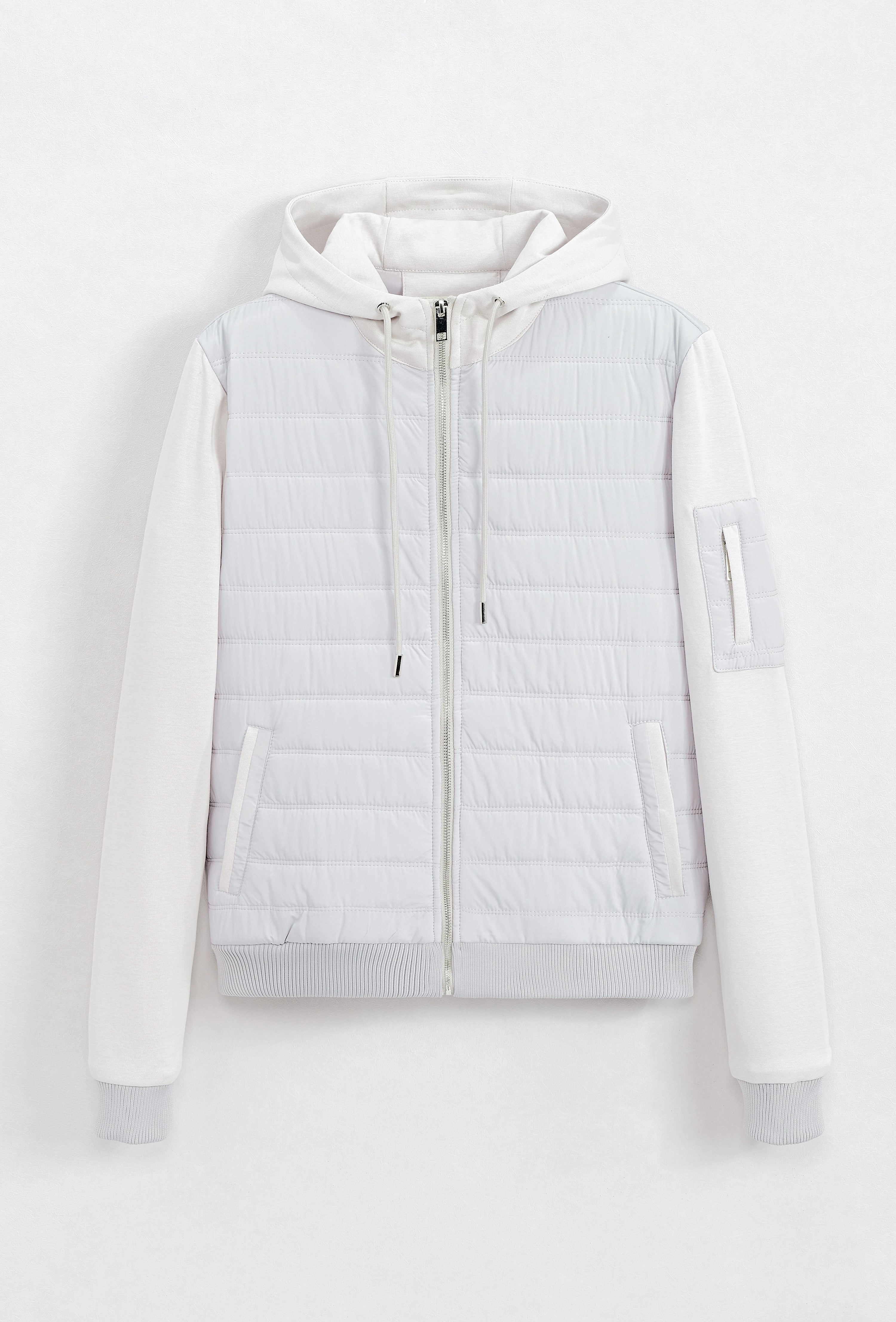 Veste bi matière à capuche ajustable avec lacet