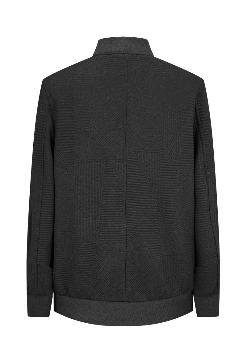 Plain teddy jacket with geometric patterns