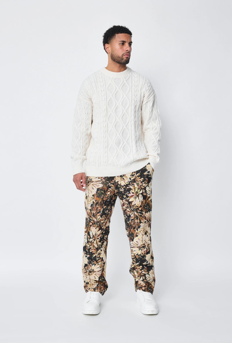 Pantalon fleuri effet broderie