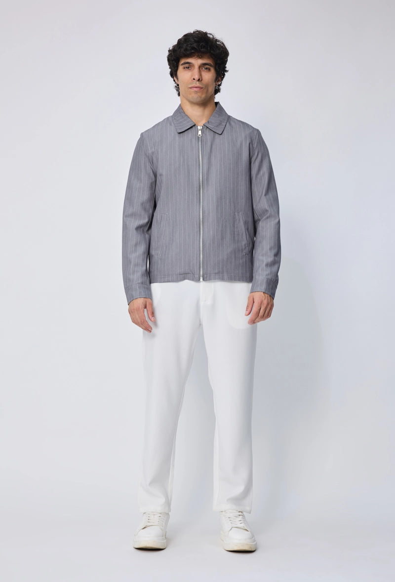 Veste zippée à rayures