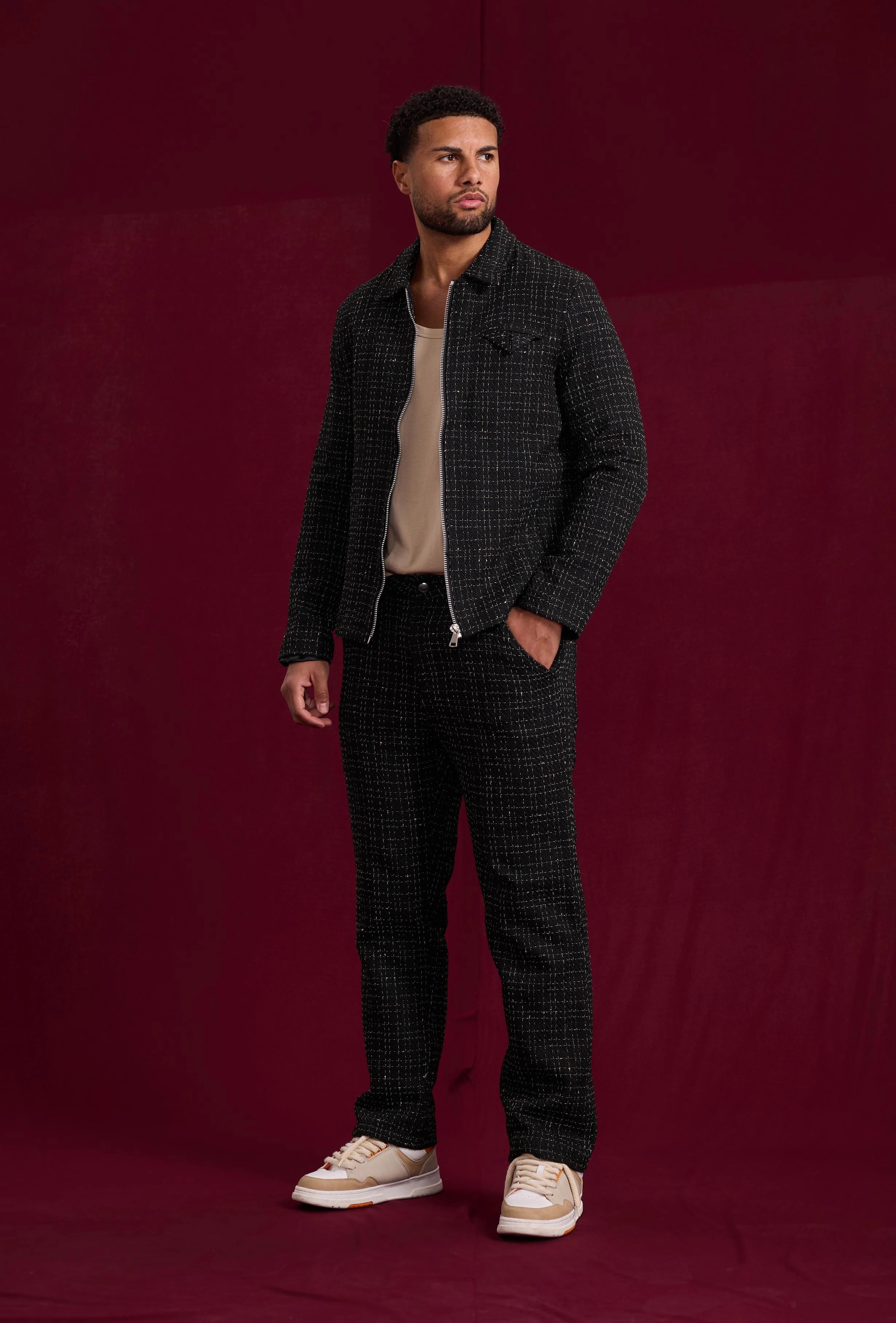 Ensemble pantalon en tissu tricoté avec style court