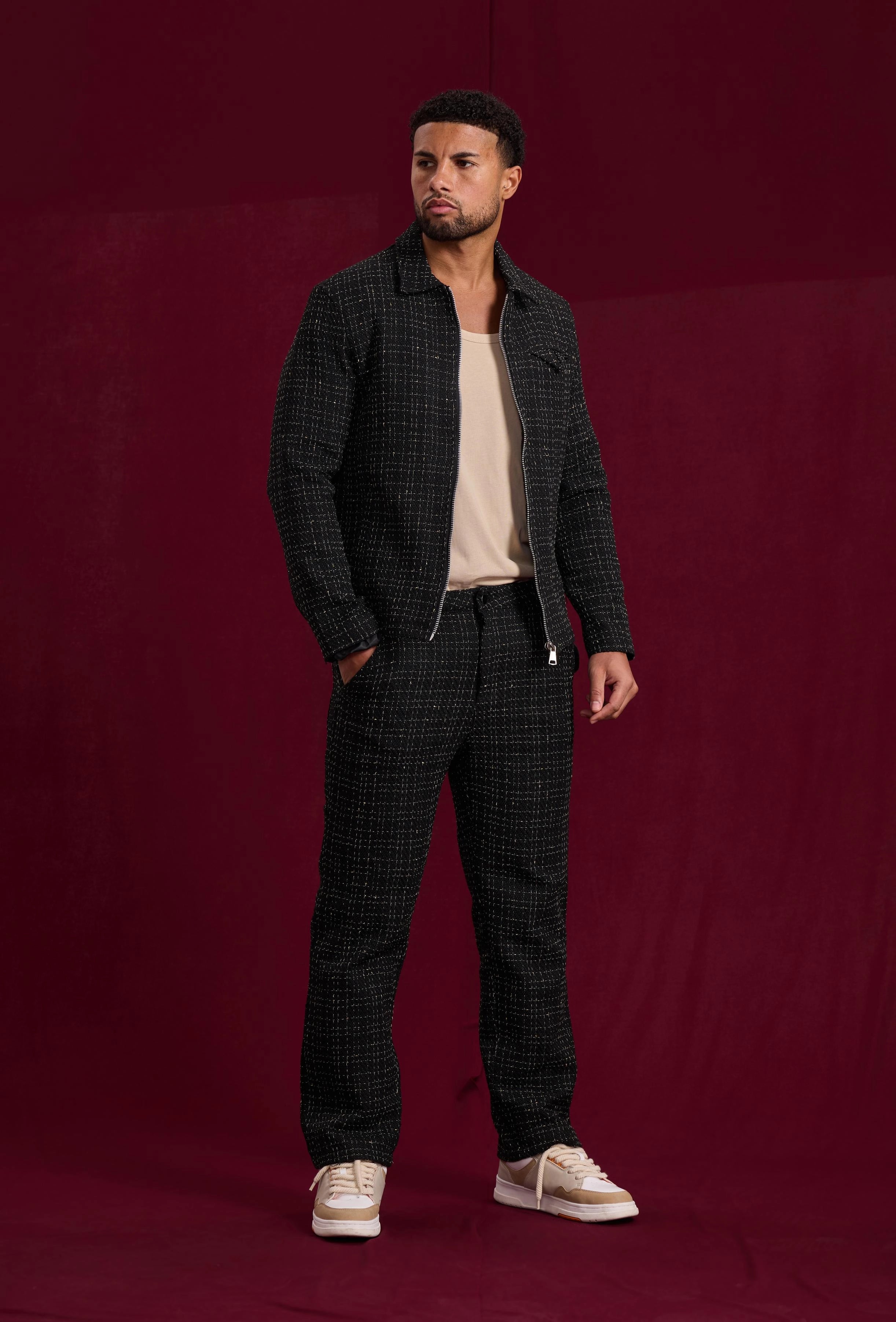 Ensemble pantalon en tissu tricoté avec style court