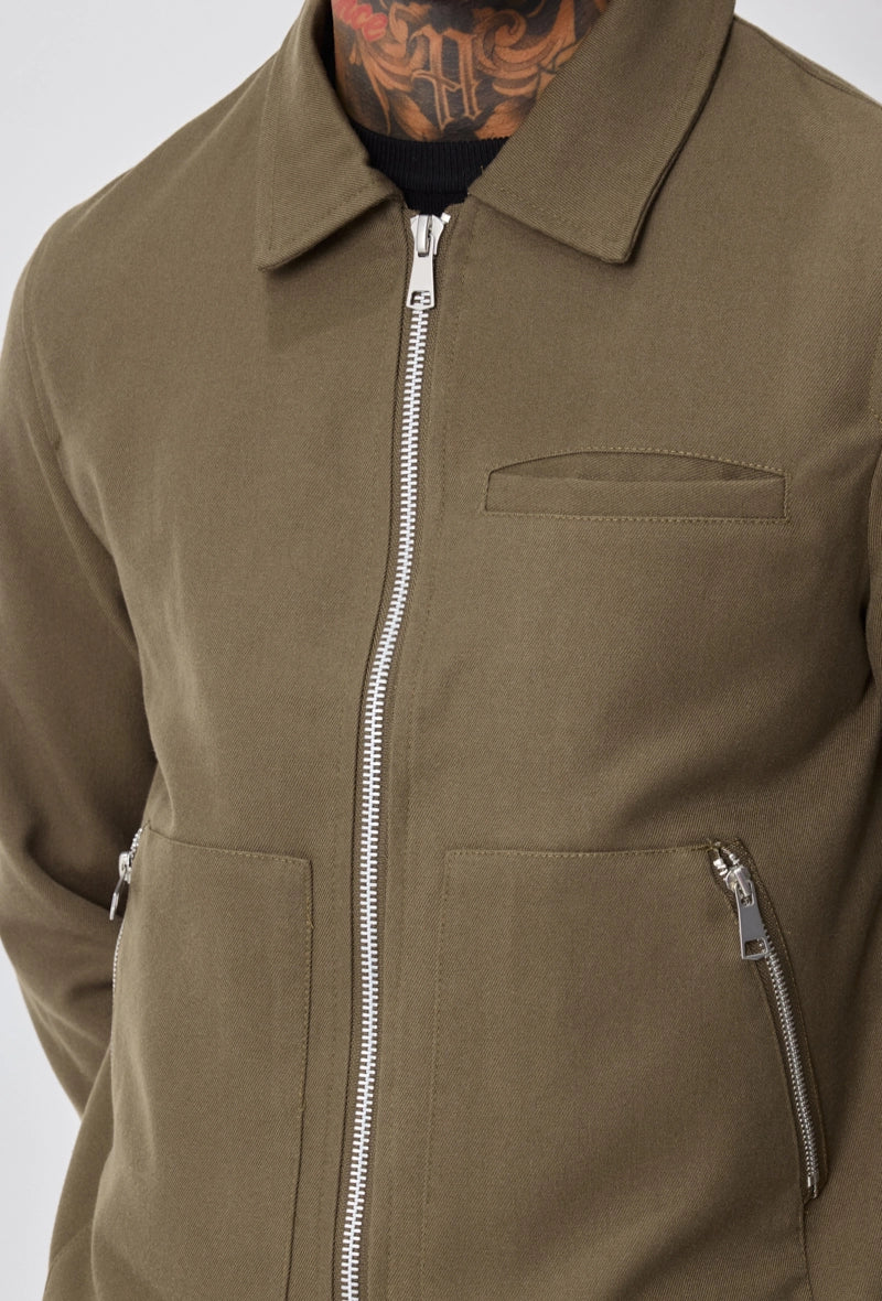 Ensemble veste pantalon uni avec fermeture zippée