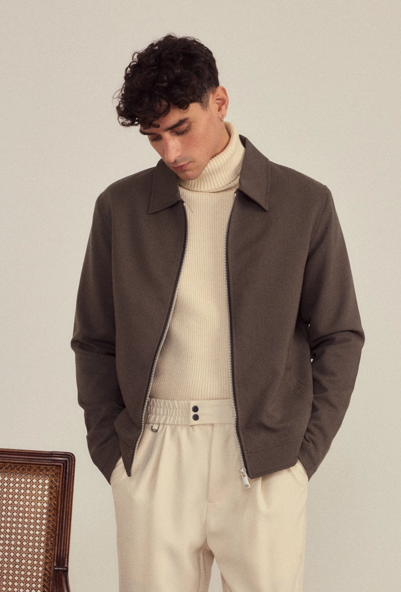 Veste à zip homme couleur uni