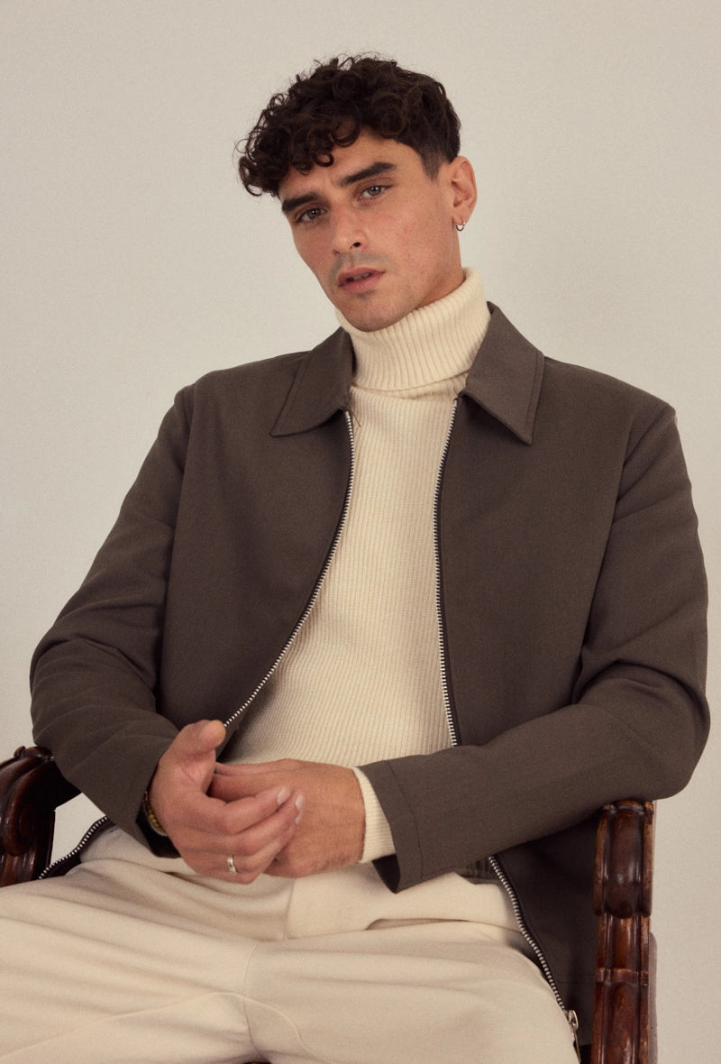 Veste à zip homme couleur uni