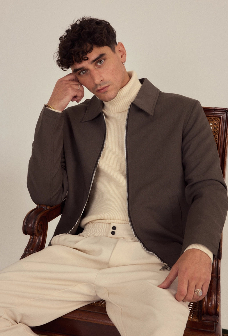 Veste à zip homme couleur uni