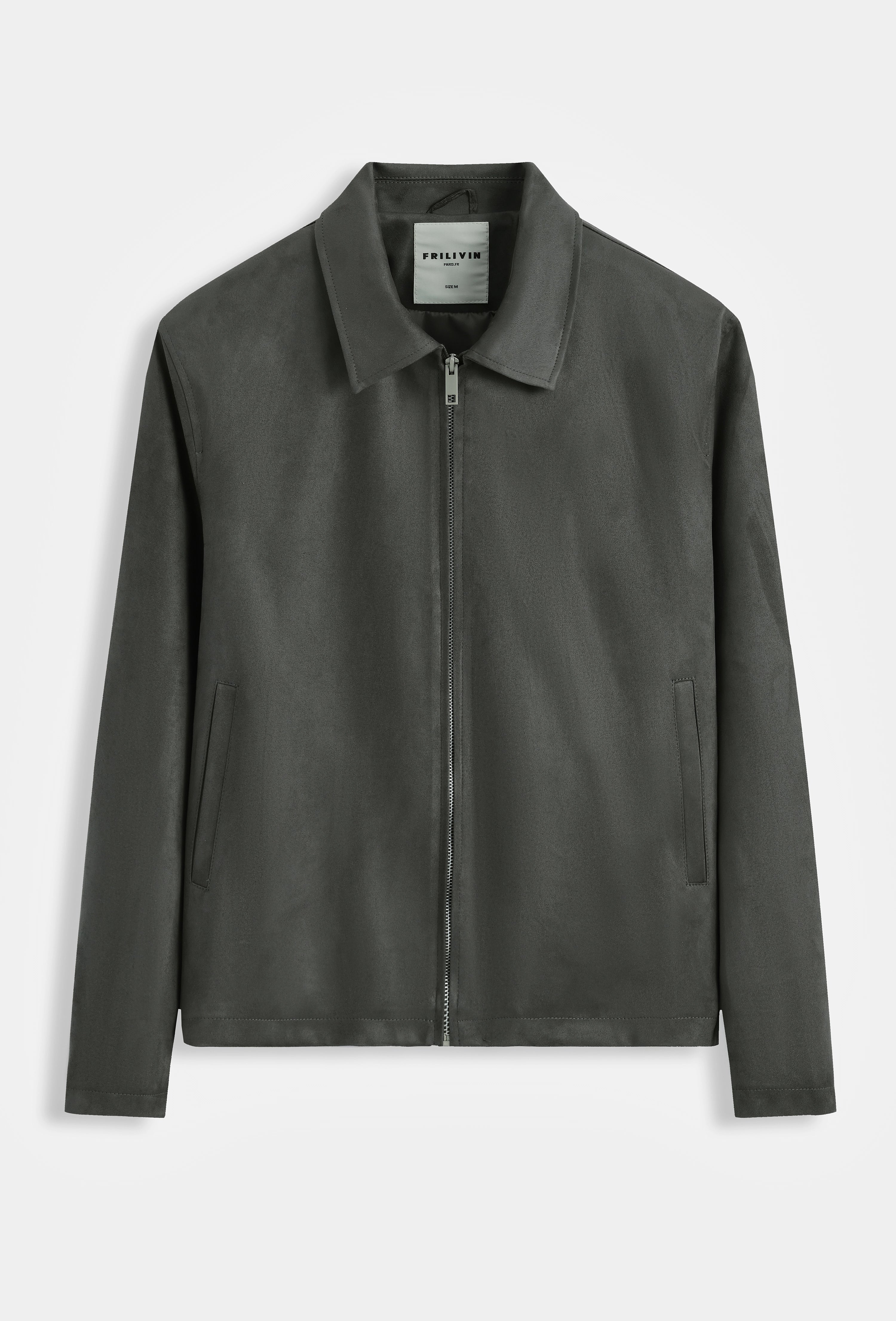 Veste minimaliste en simili daim élégance et simplicité