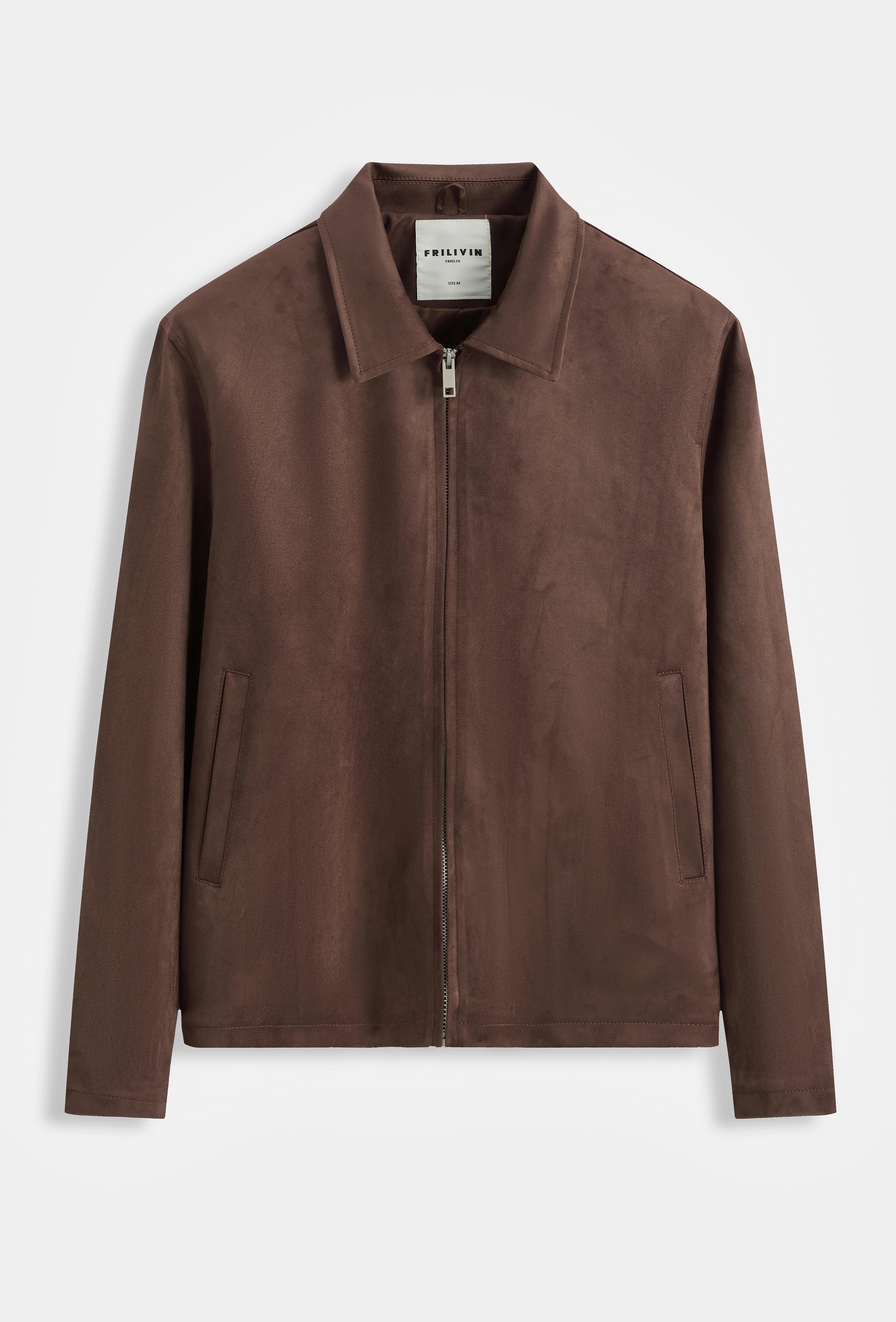Veste minimaliste en simili daim élégance et simplicité