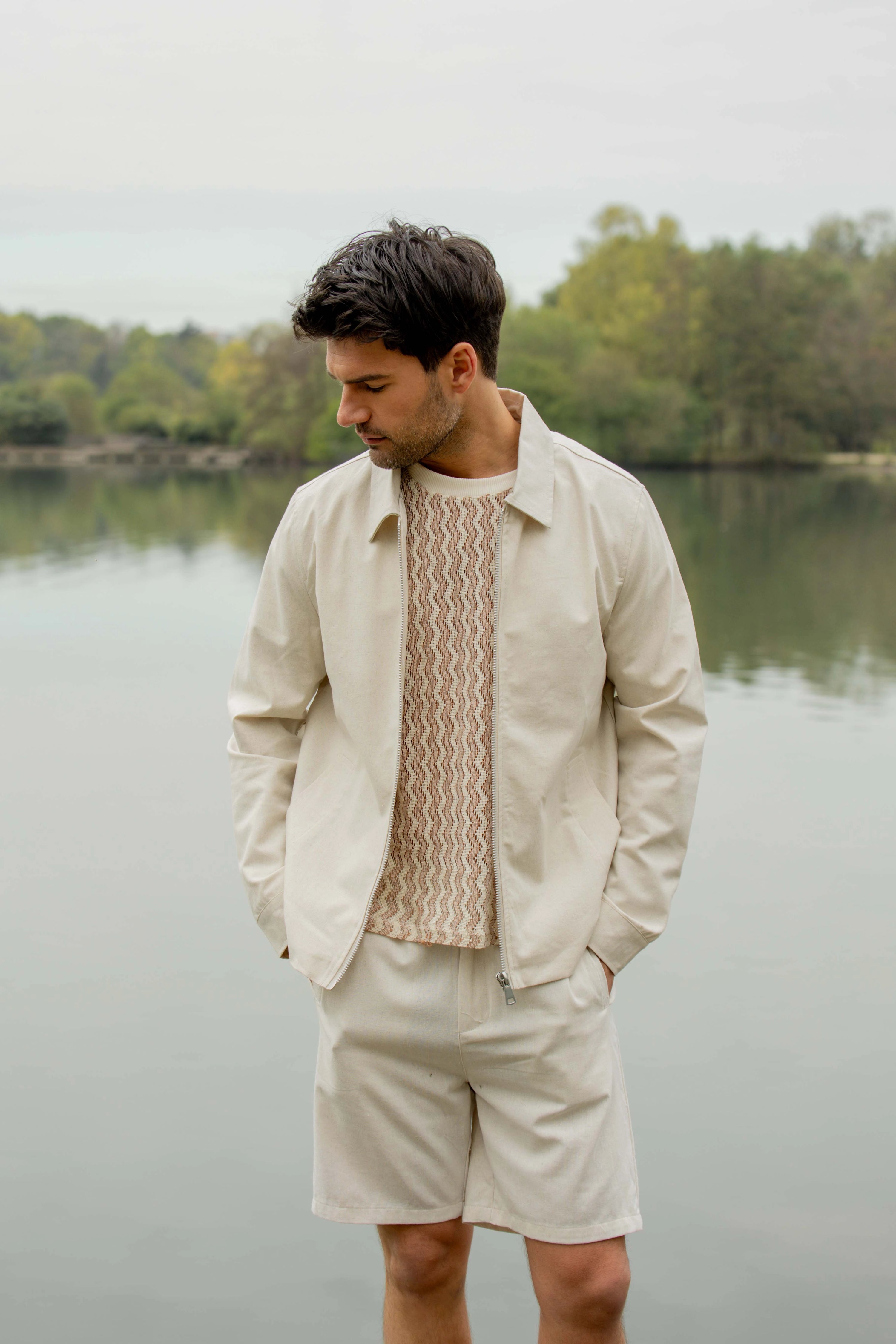 Veste zippée col chemise