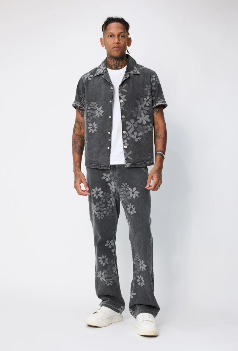 Ensemble veste et pantalon à motifs fleuris