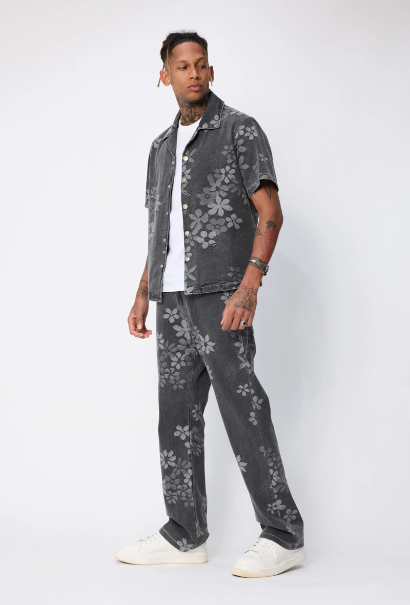 Ensemble veste et pantalon à motifs fleuris