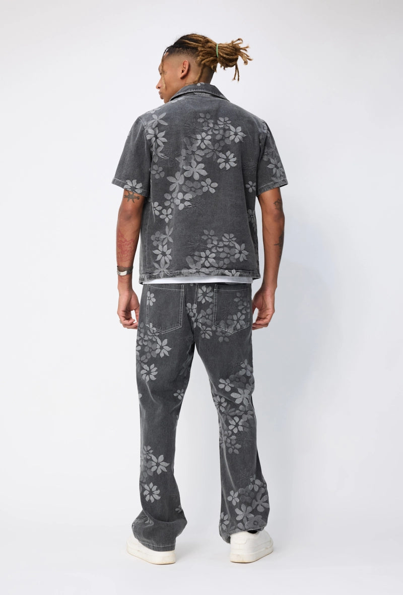 Ensemble veste et pantalon à motifs fleuris