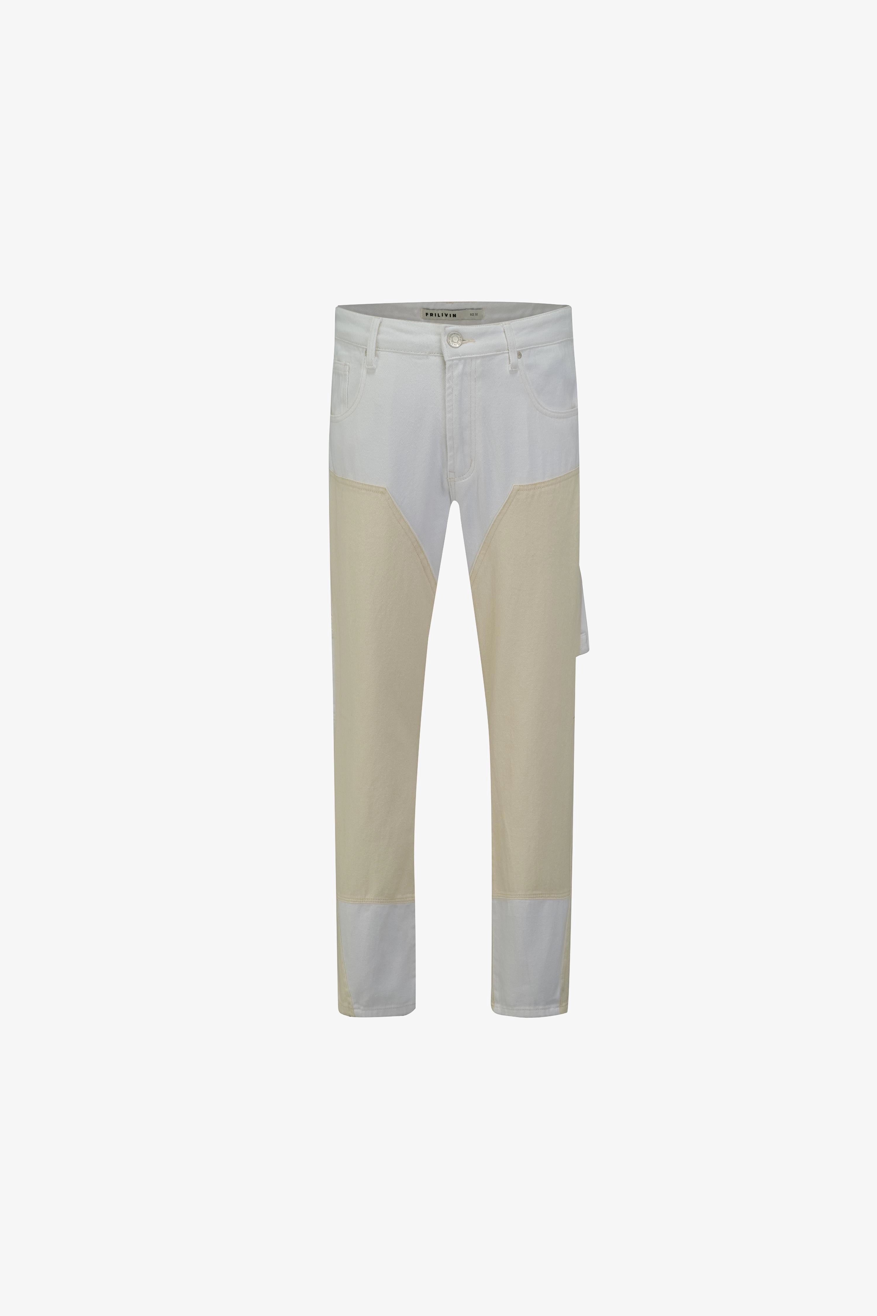 Two-tone trousers with contrasting panels